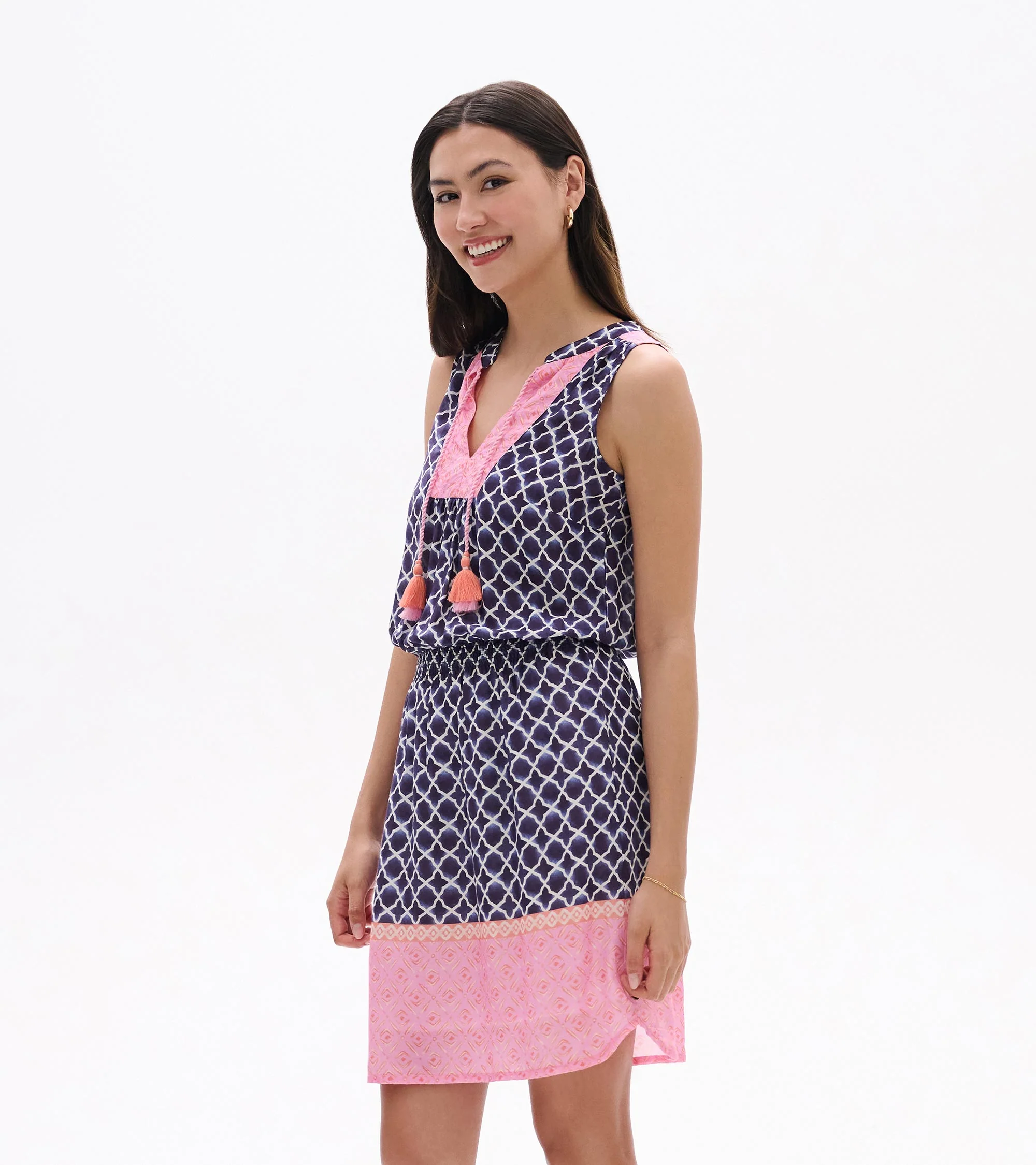 Chloe Dress - Navy Medalion