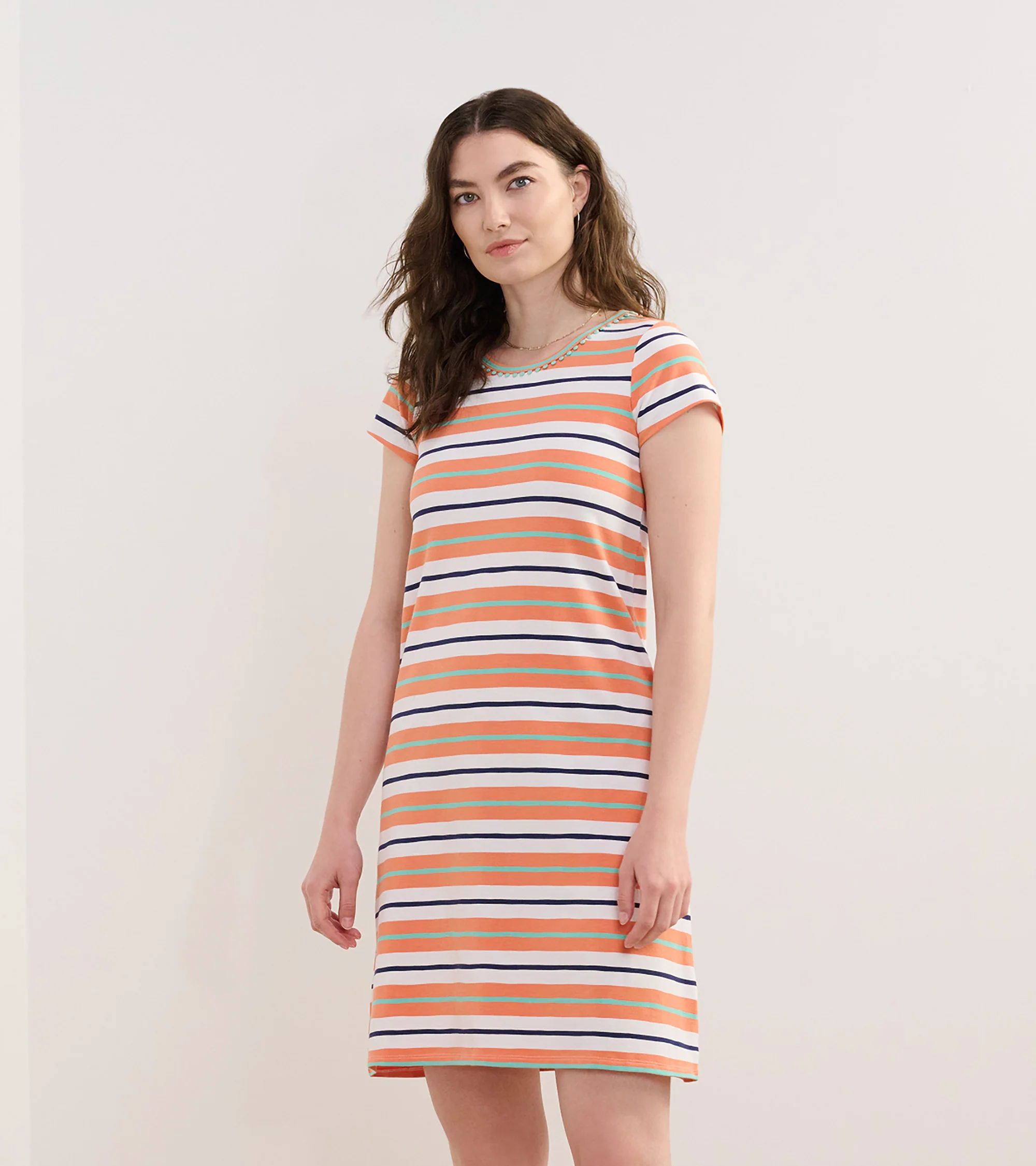 Cici A-Line Dress - Melon Stripes