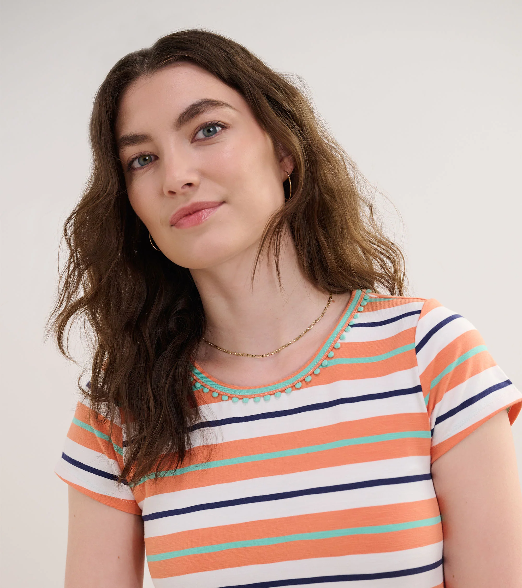 Cici A-Line Dress - Melon Stripes - Image 2