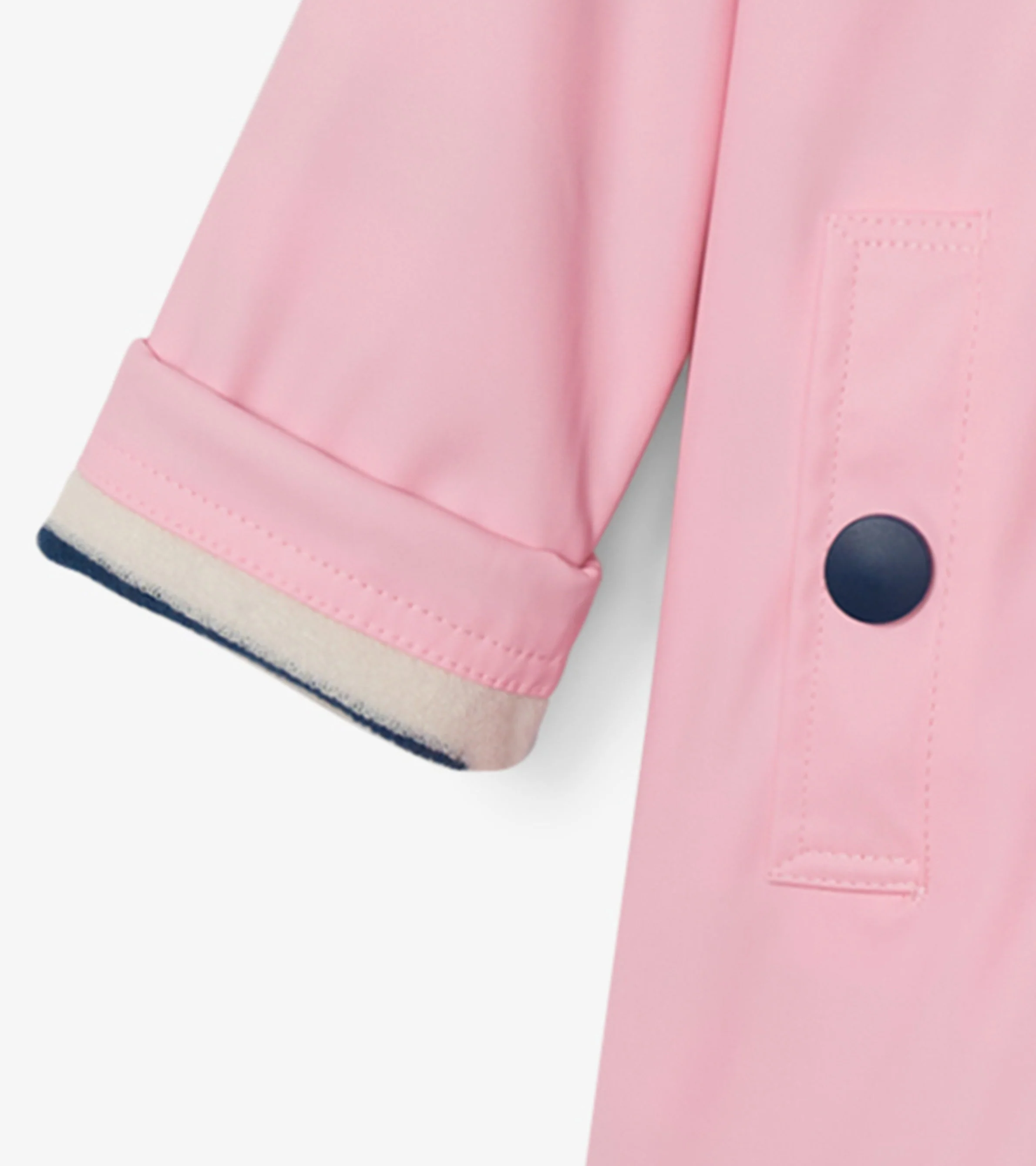 Girls Pink & Navy Button-Up Rain Jacket - Image 8