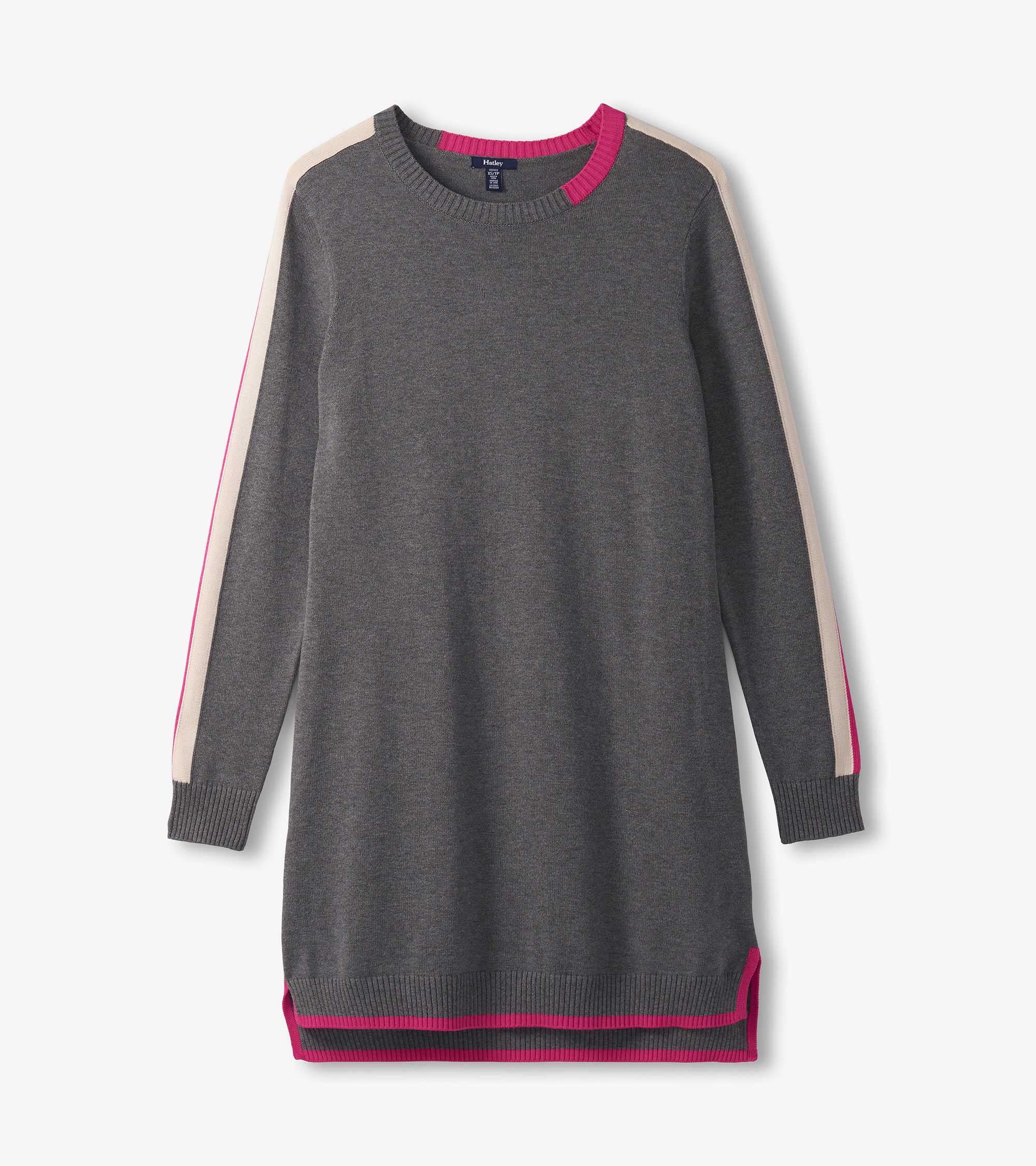 Contrast Trim Sweater Dress - Charcoal - Image 2