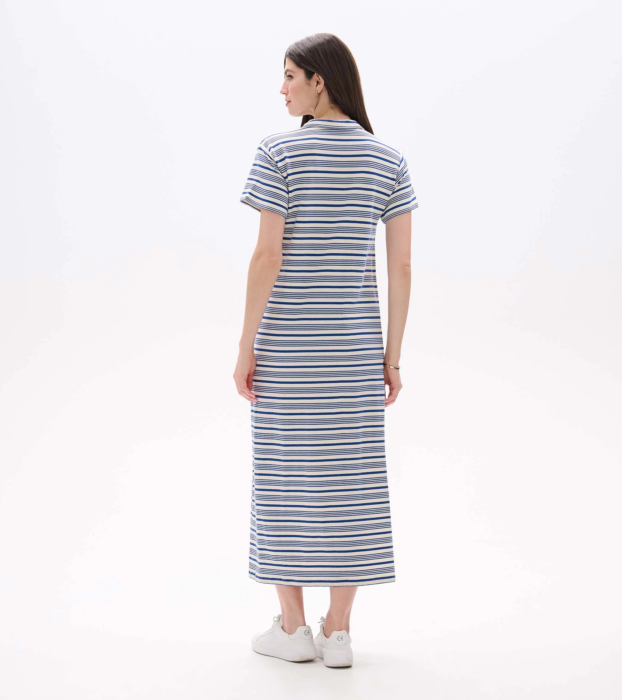 Contrast Zip Maxi Dress - Limoges Stripes - Image 5