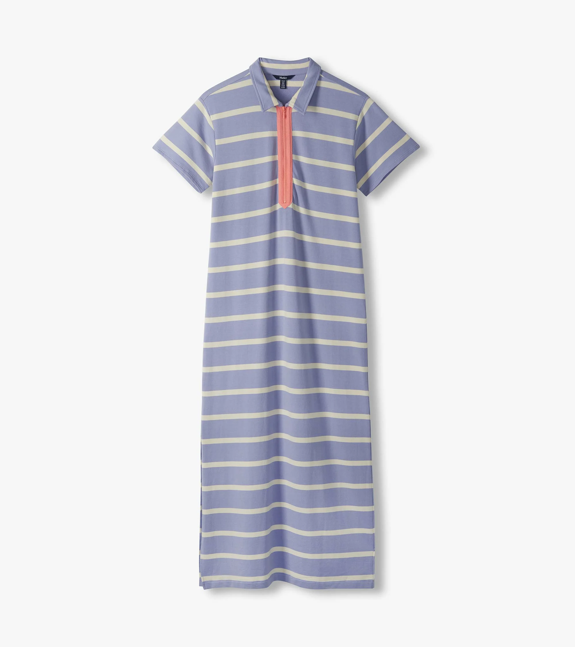 Contrast Zip Maxi Dress - Pale Iris Stripes - Image 2