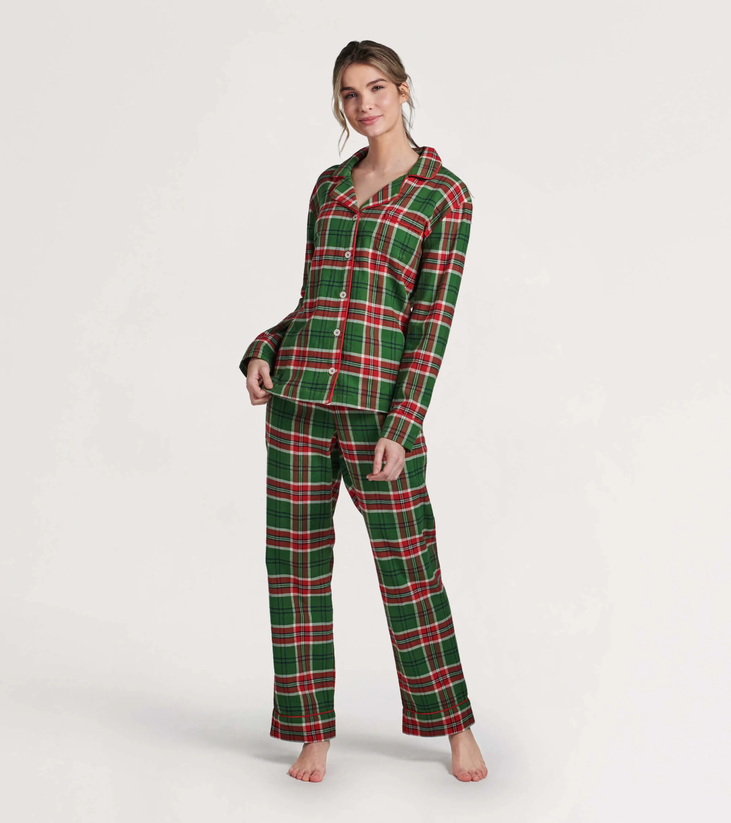 Women's Country Christmas Plaid Flannel Pajama Set - Image 2