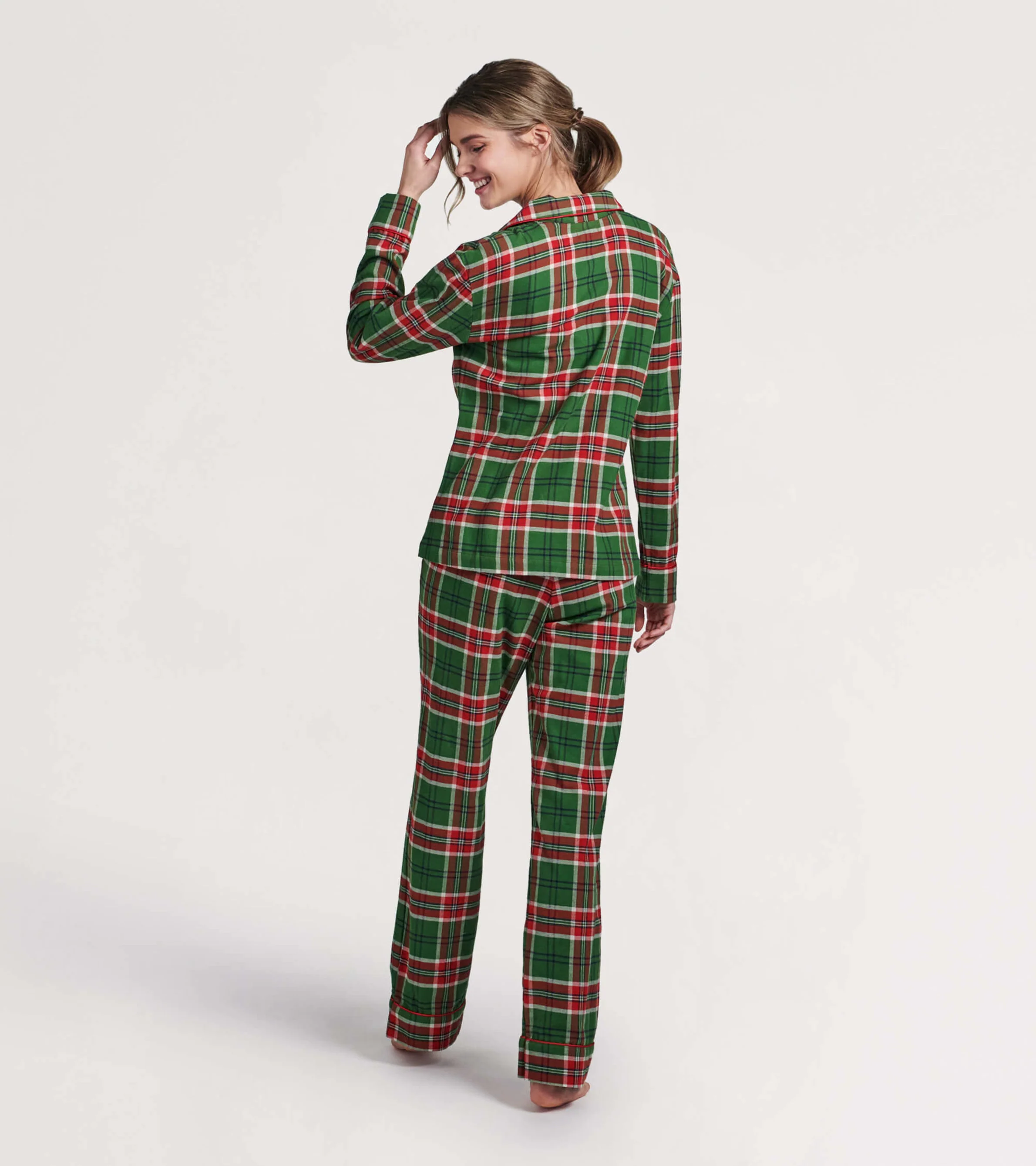 Women's Country Christmas Plaid Flannel Pajama Set - Image 3