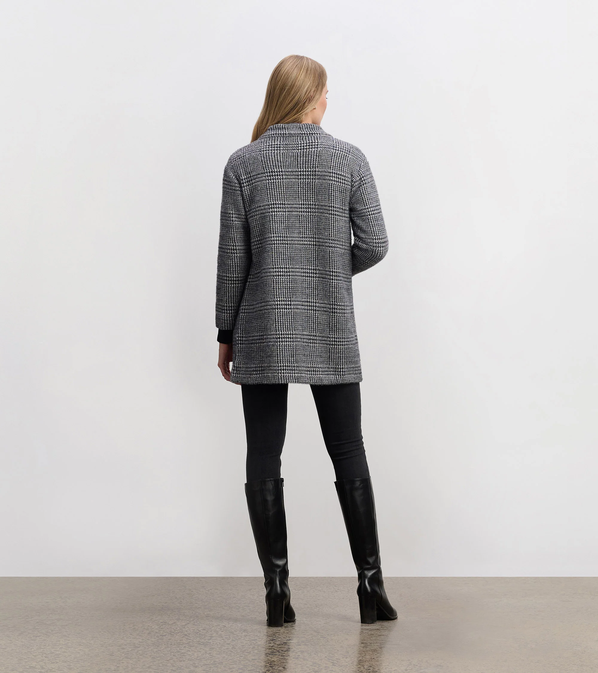 Cozy Open Blazer - Black Check - Image 4