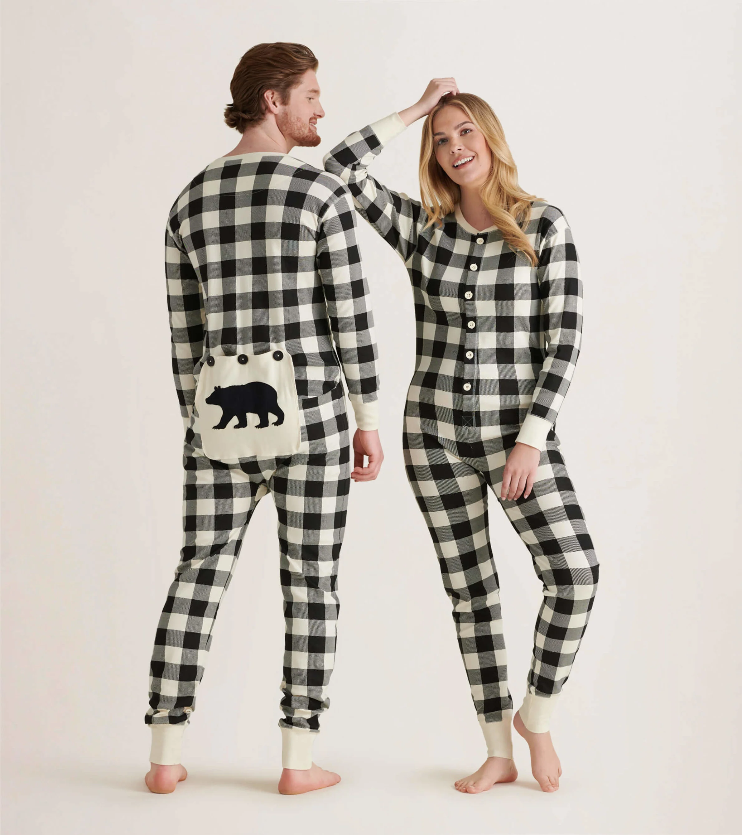 Cream Plaid Adult Onesie
