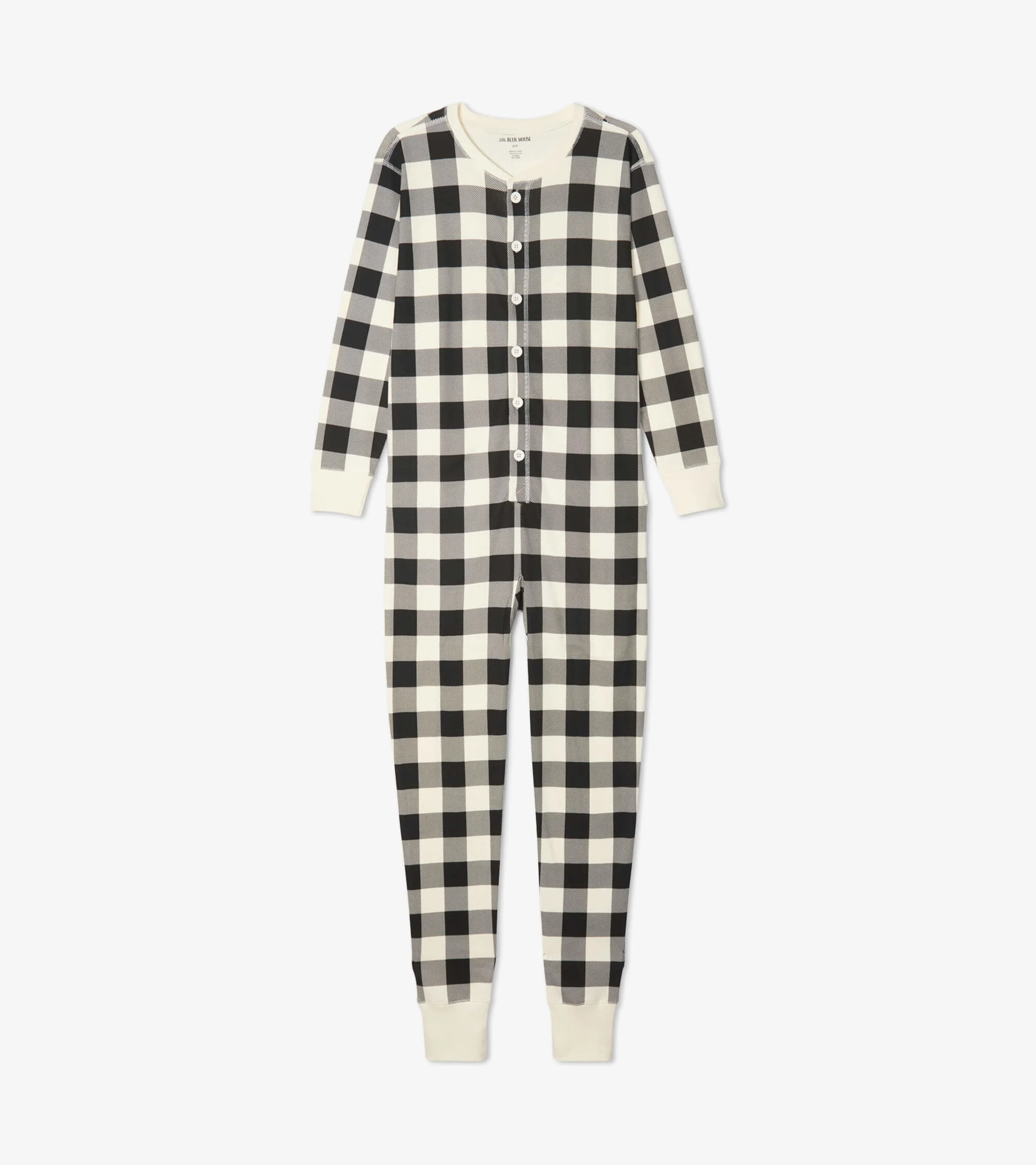 Cream Plaid Adult Onesie - Image 3