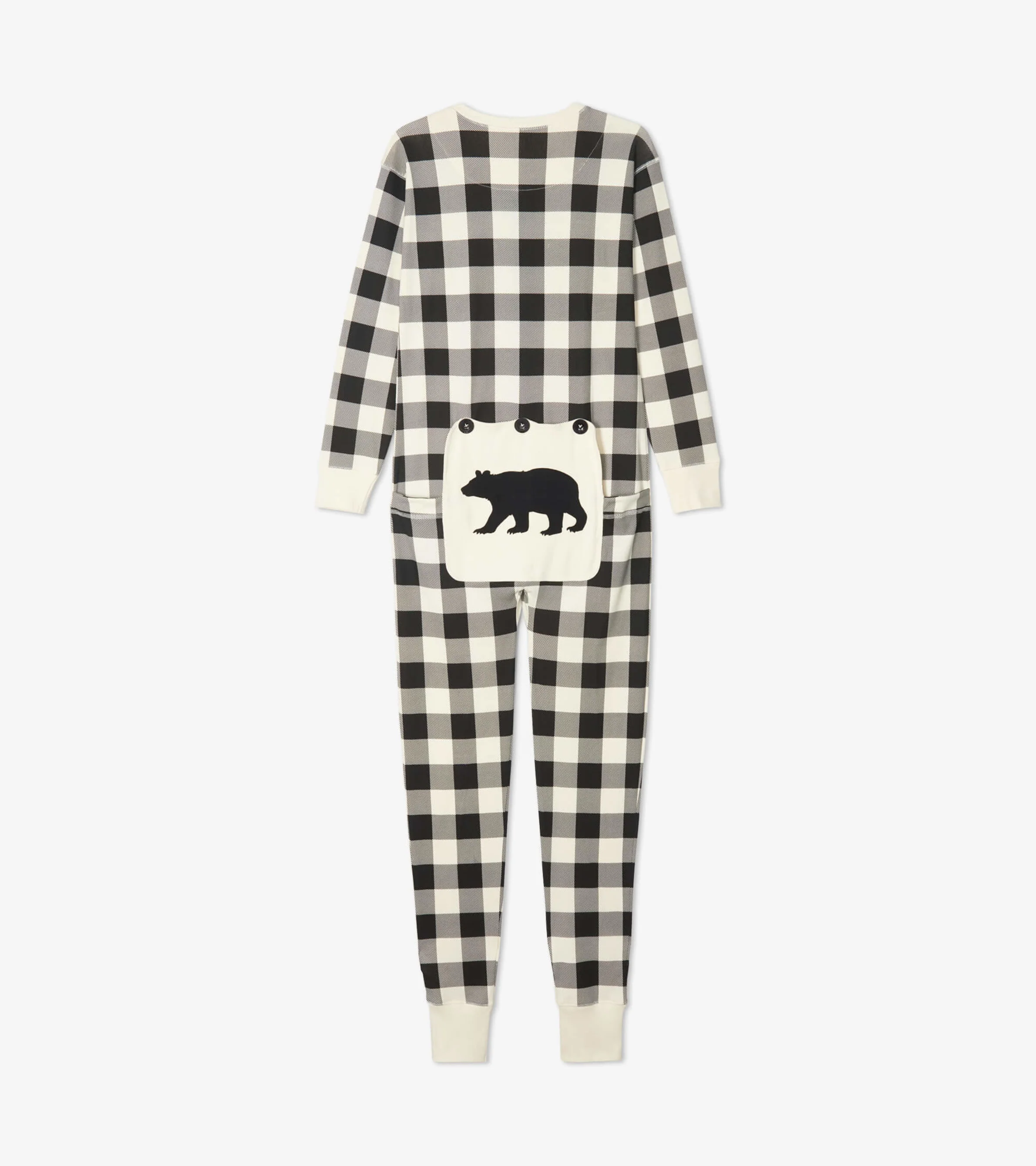 Cream Plaid Adult Onesie - Image 4
