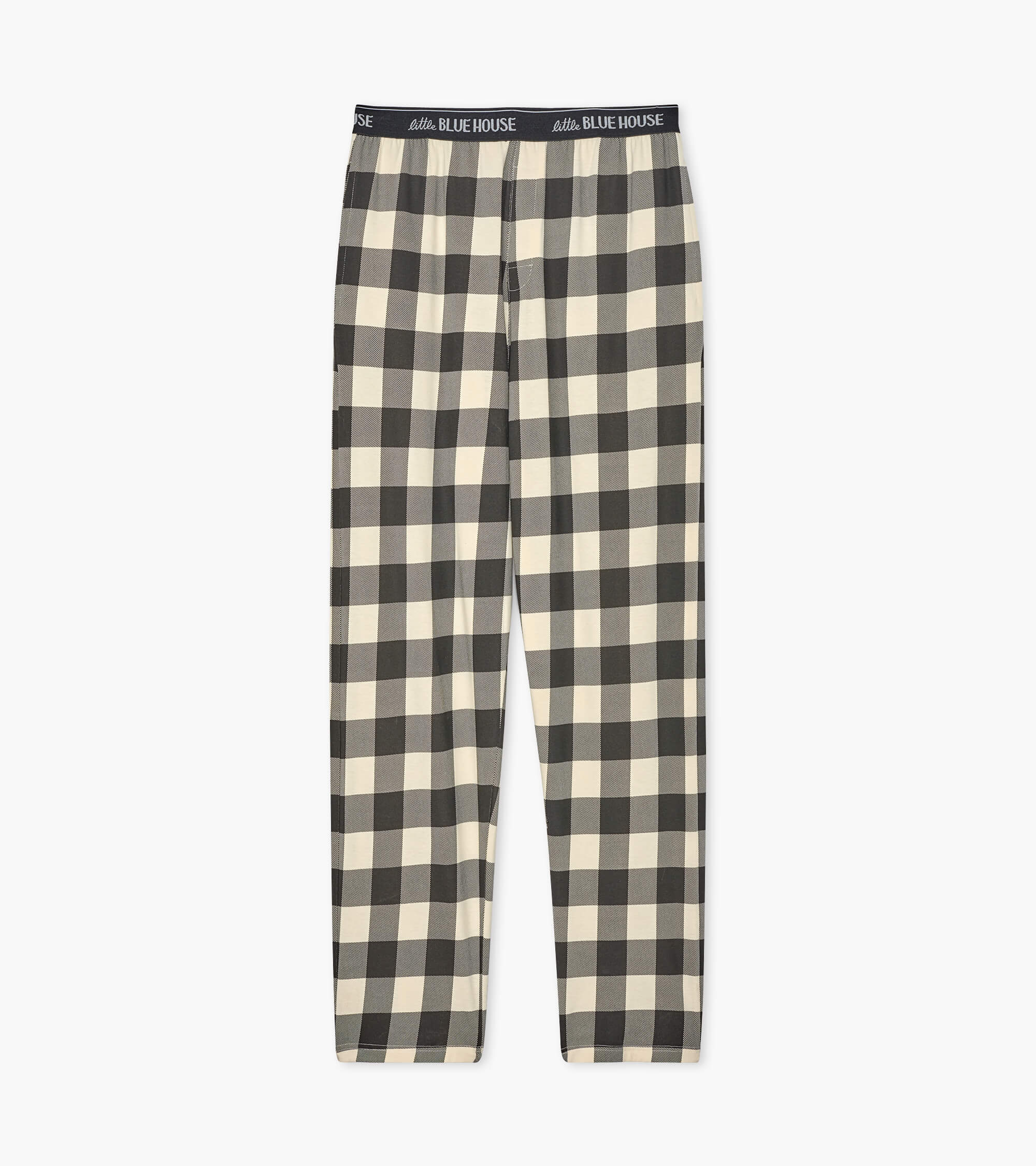 Cream Plaid Men's Stretch Cotton Pajama Pants - Image 2