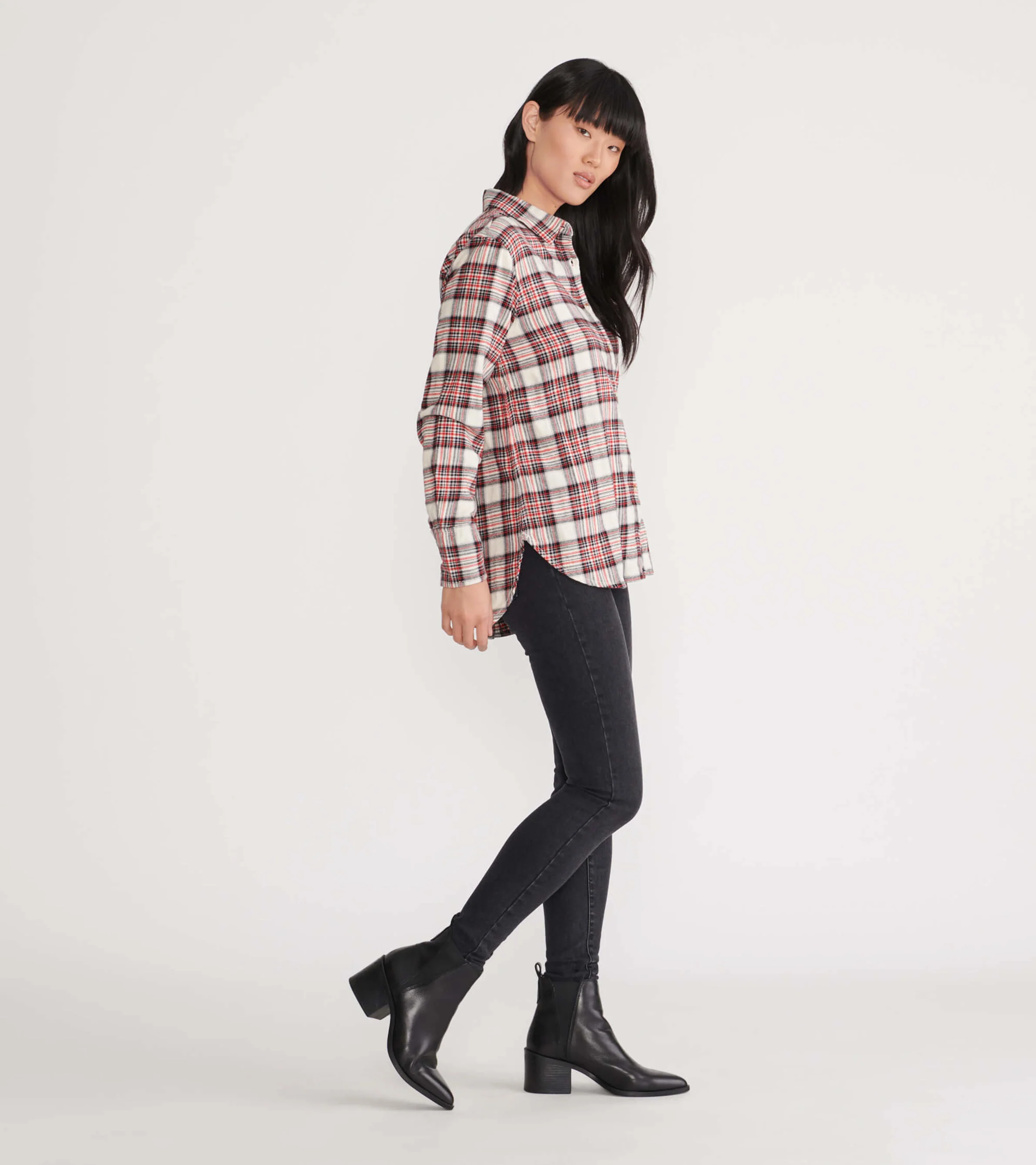 Cream Plaid Women's Heritage Flannel Shirt - Image 3