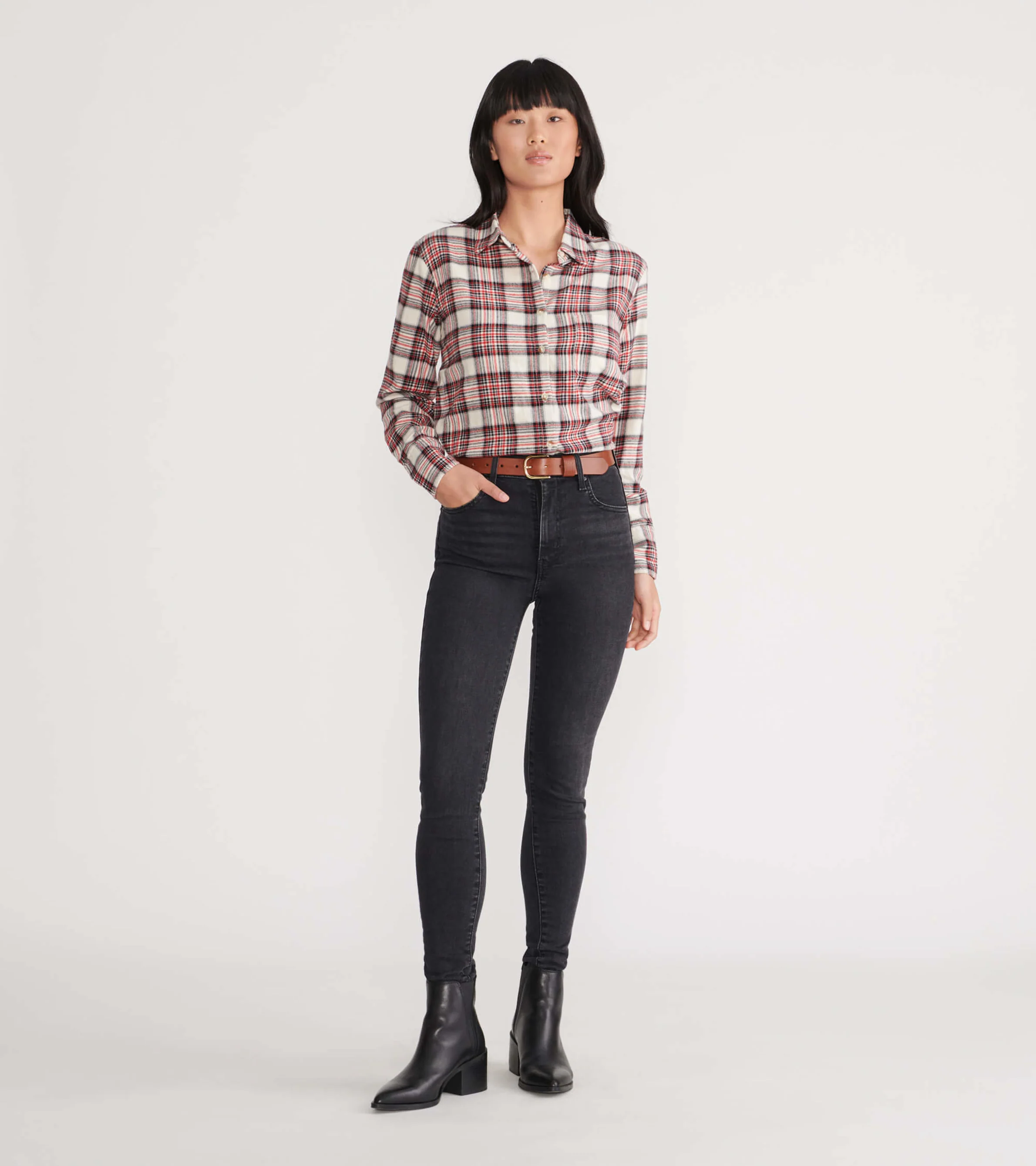 Cream Plaid Women's Heritage Flannel Shirt - Image 4