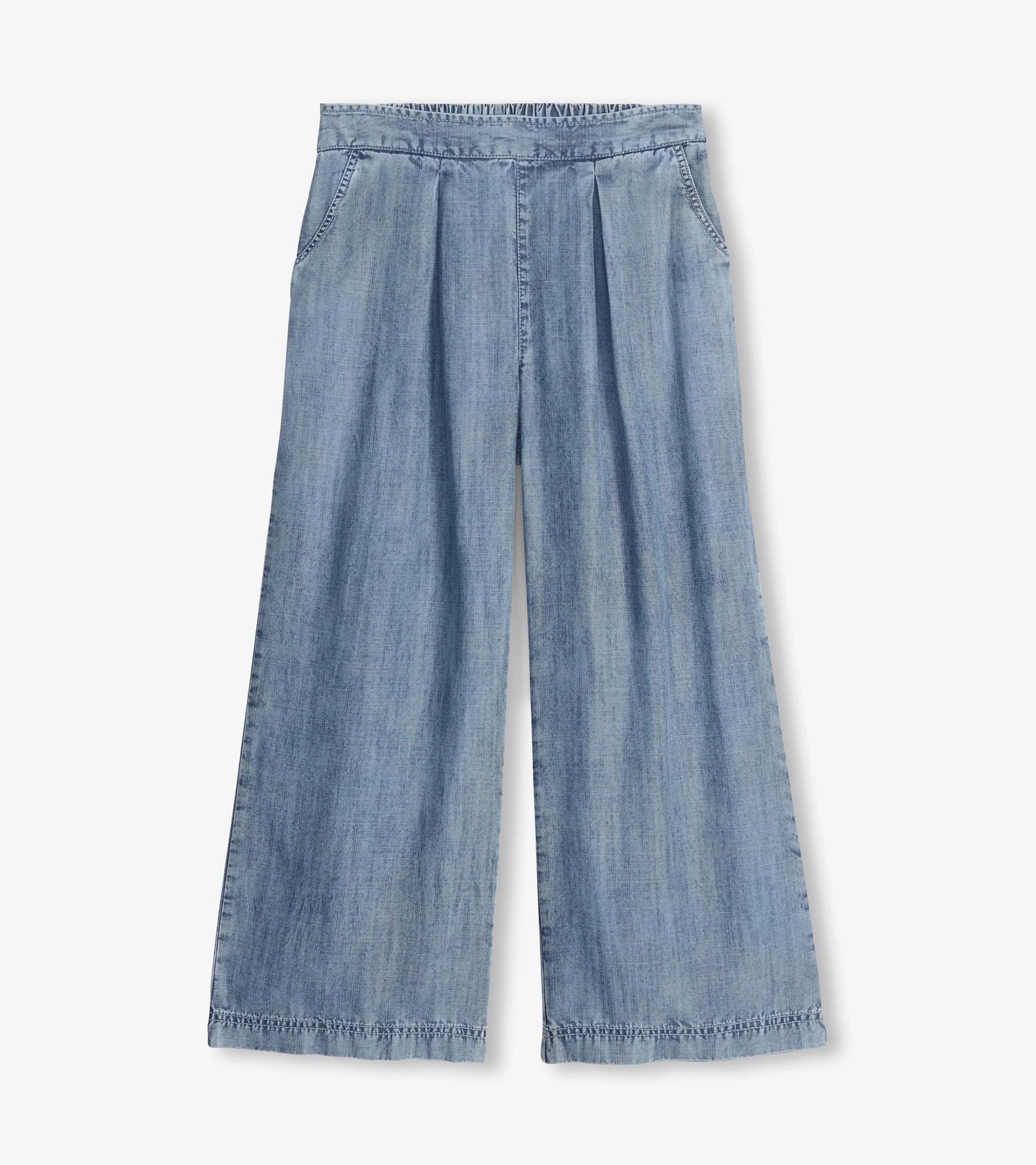 Cropped Wide Leg Pants - Blue Acid Rinse - Image 2