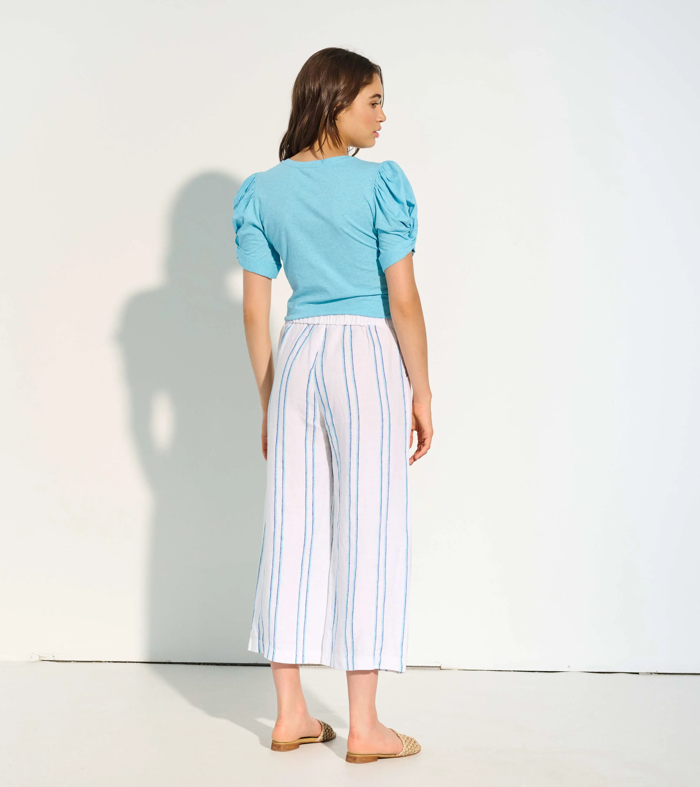 Cropped Wide Leg Pants - Sunny Stripes - Image 2