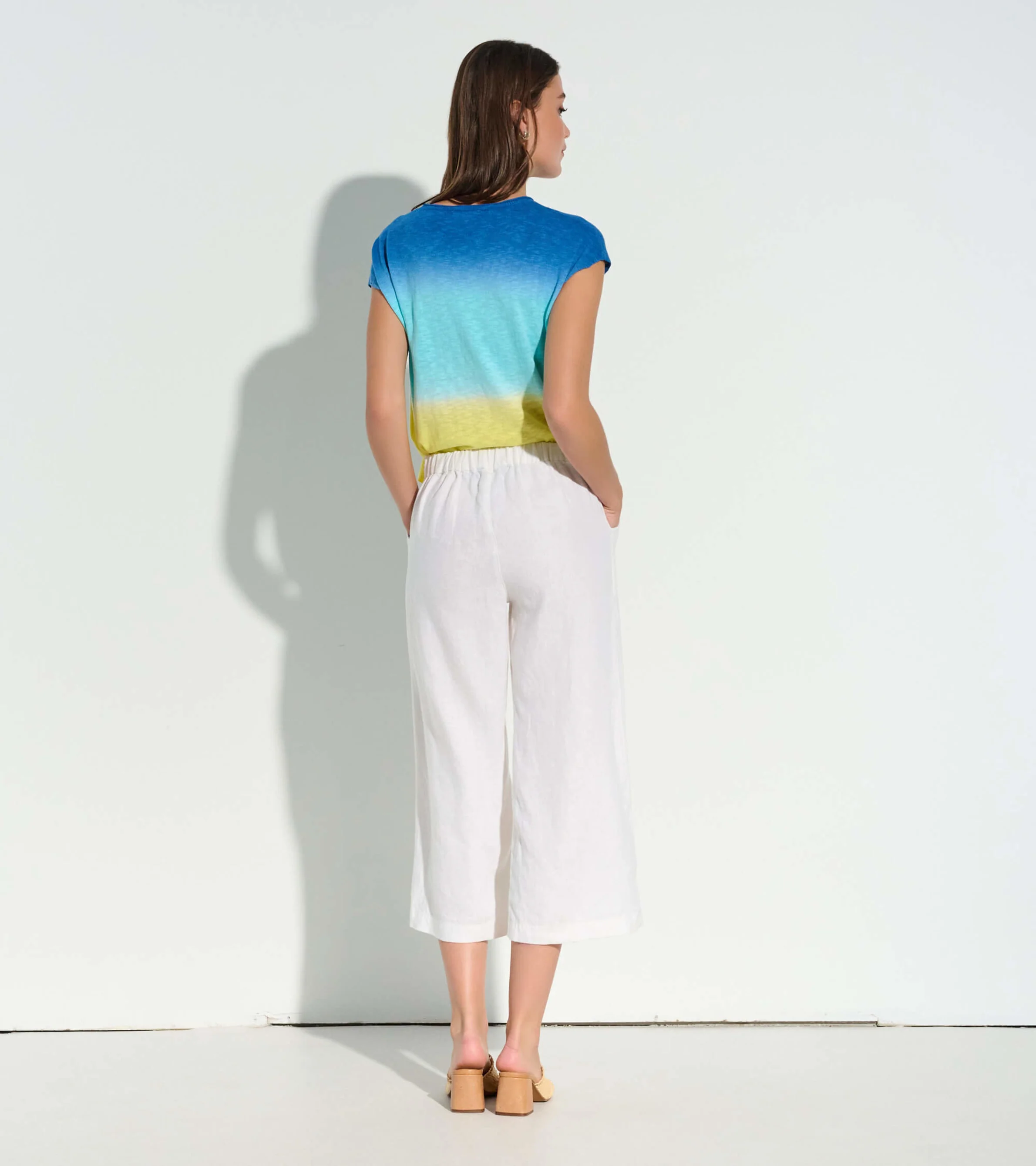 Cropped Wide Leg Pants - White - Image 4