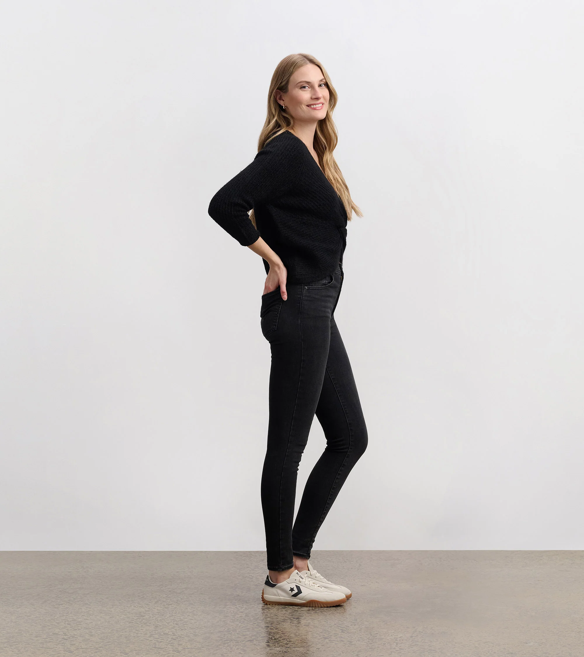Cross Over Sweater - Black - Image 3
