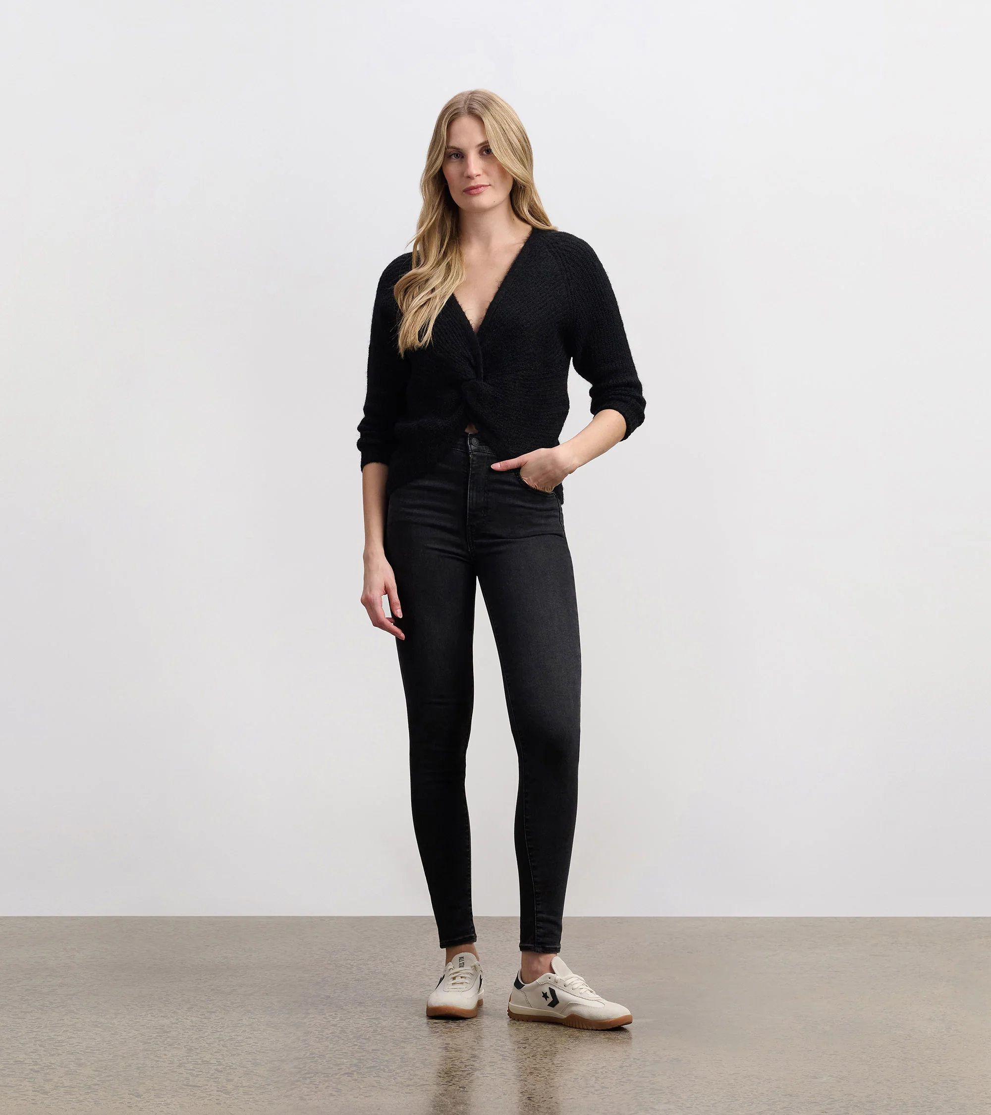 Cross Over Sweater - Black - Image 5