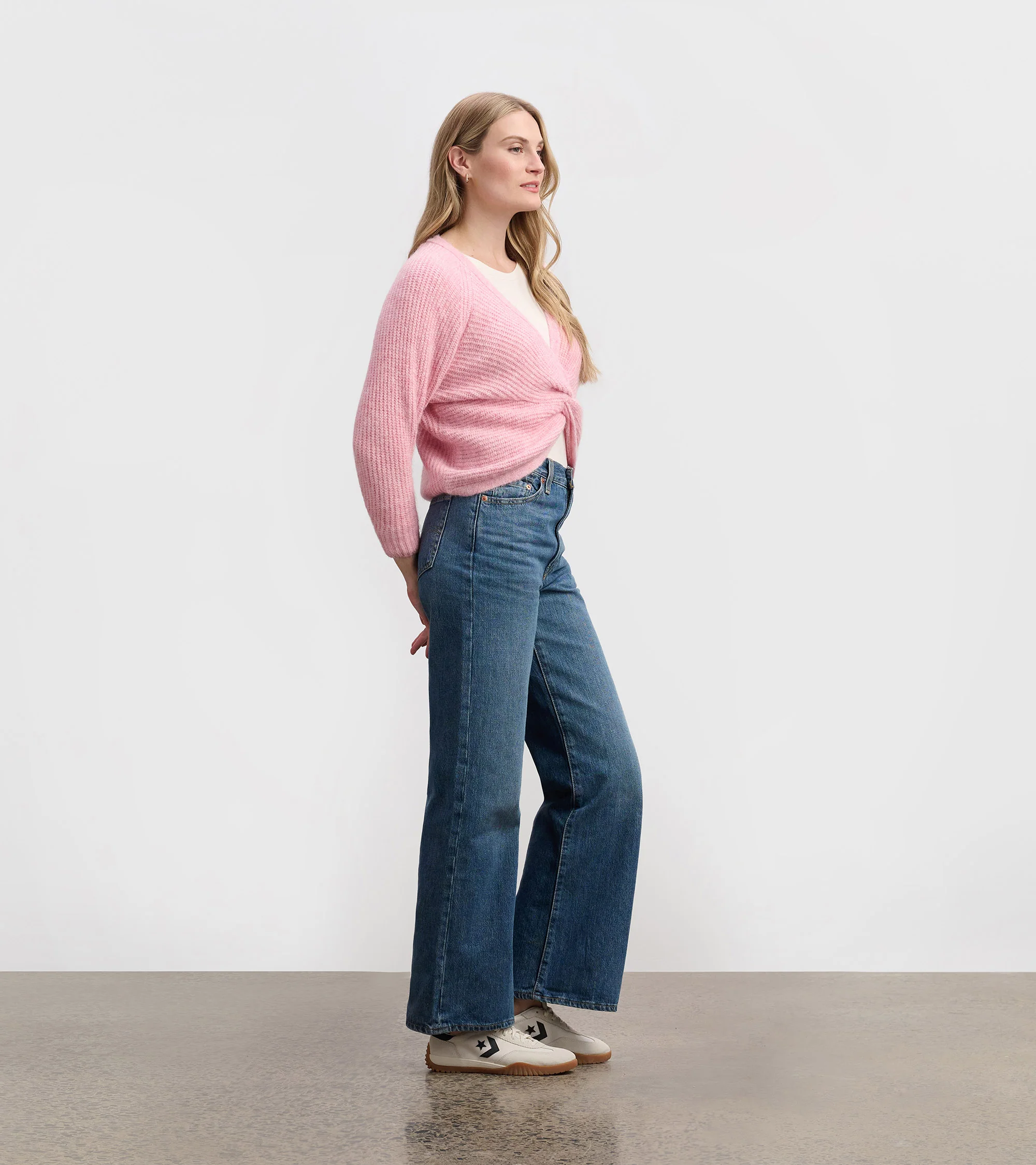 Cross Over Sweater - Pastel Pink - Image 4
