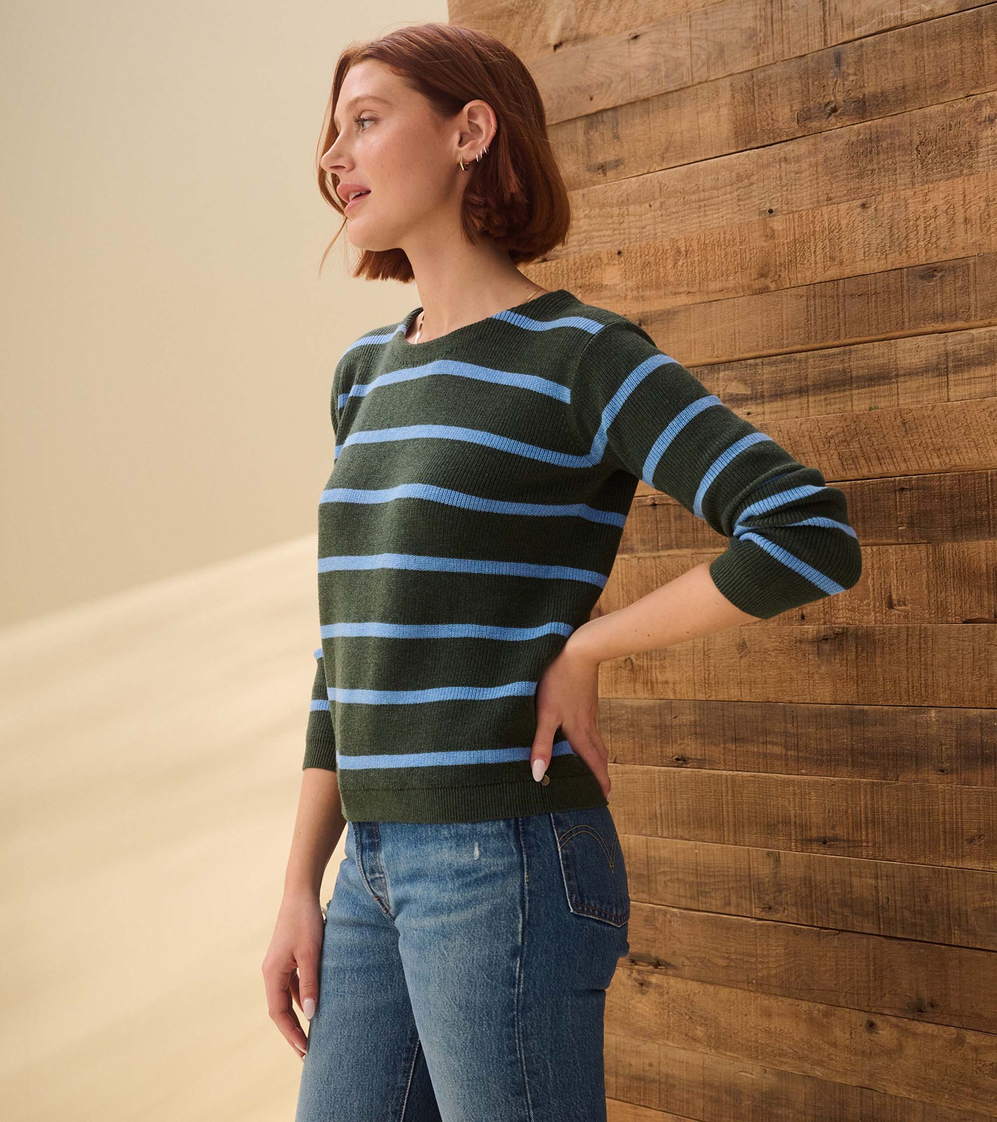 Devon Sweater - Teal Heather Stripes - Image 4