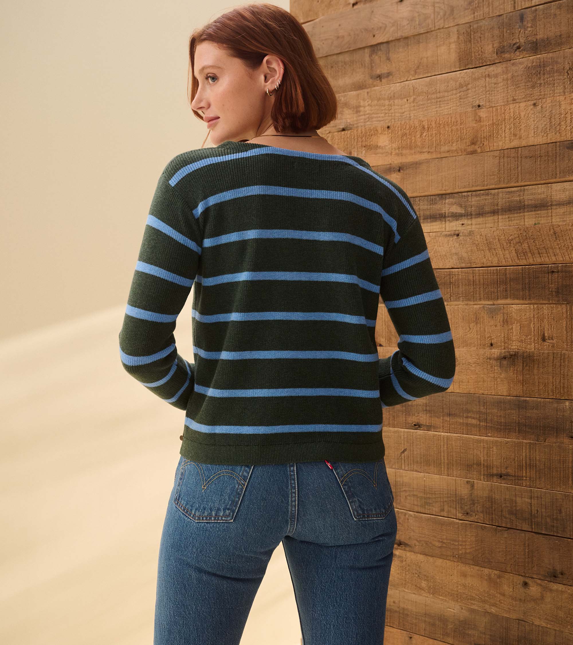Devon Sweater - Teal Heather Stripes - Image 5