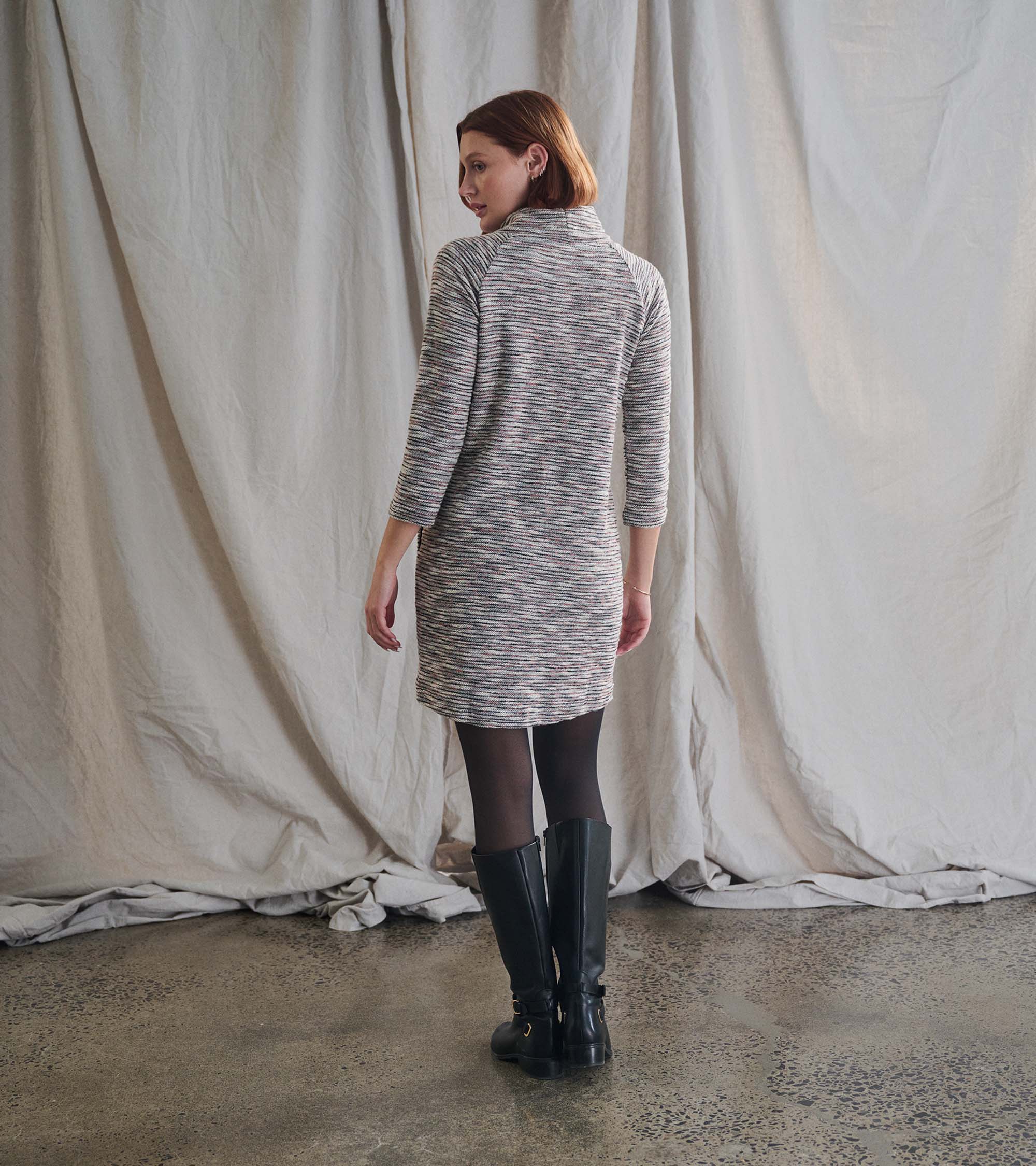 Draped Collar Dress - Heather Grey - Image 5