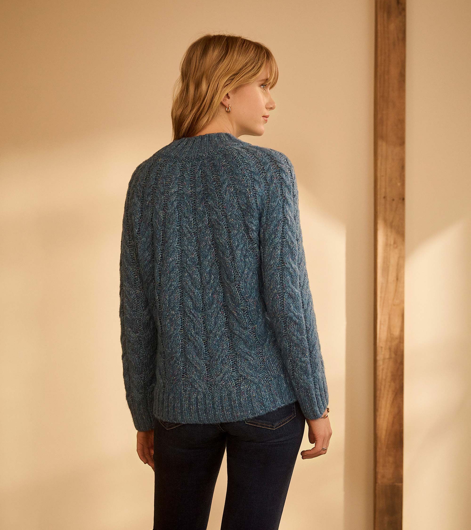 Dylan Cable Knit Sweater - Blue Heather - Image 4