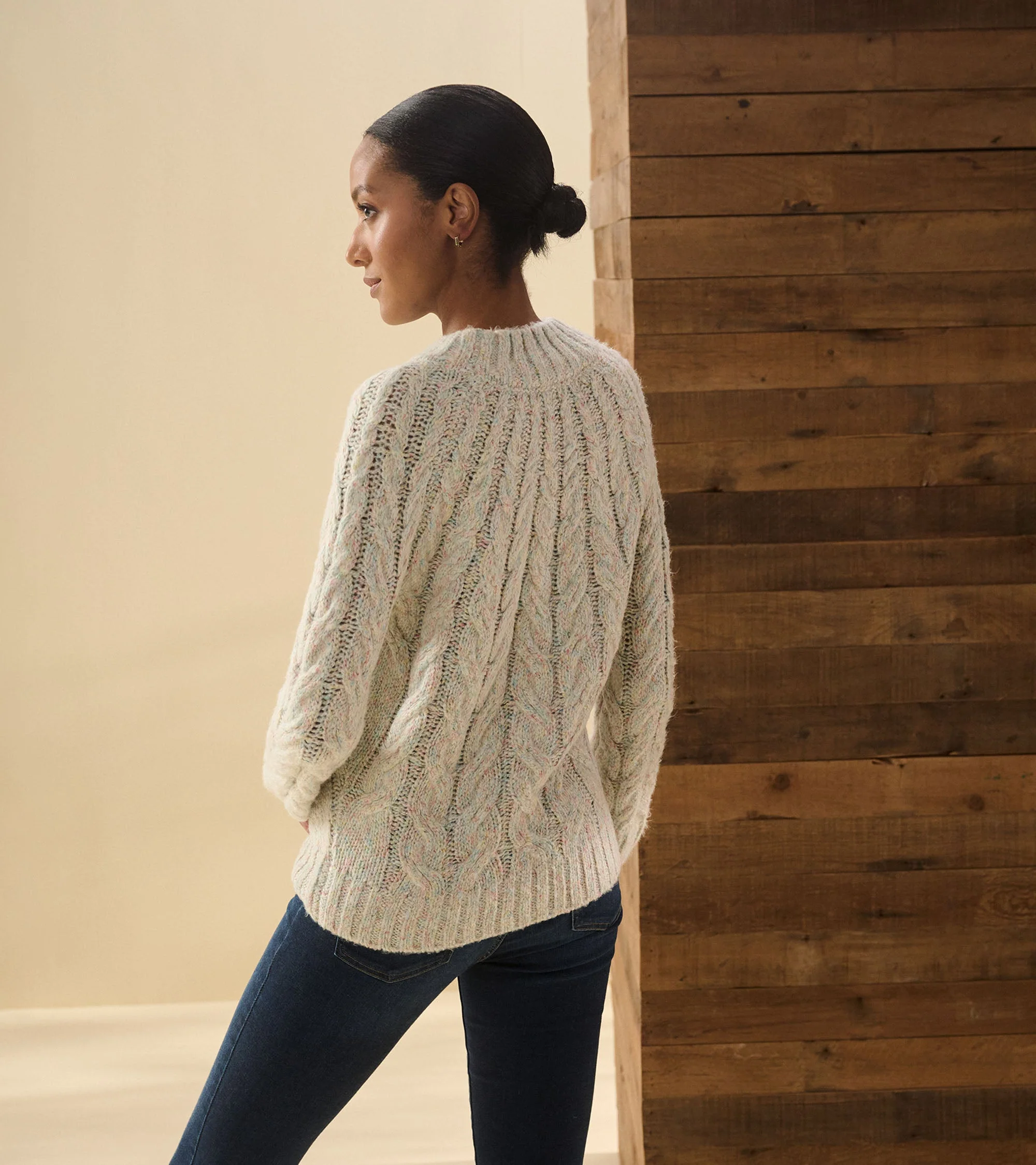 Dylan Cable Knit Sweater - Clear Rainbow - Image 4