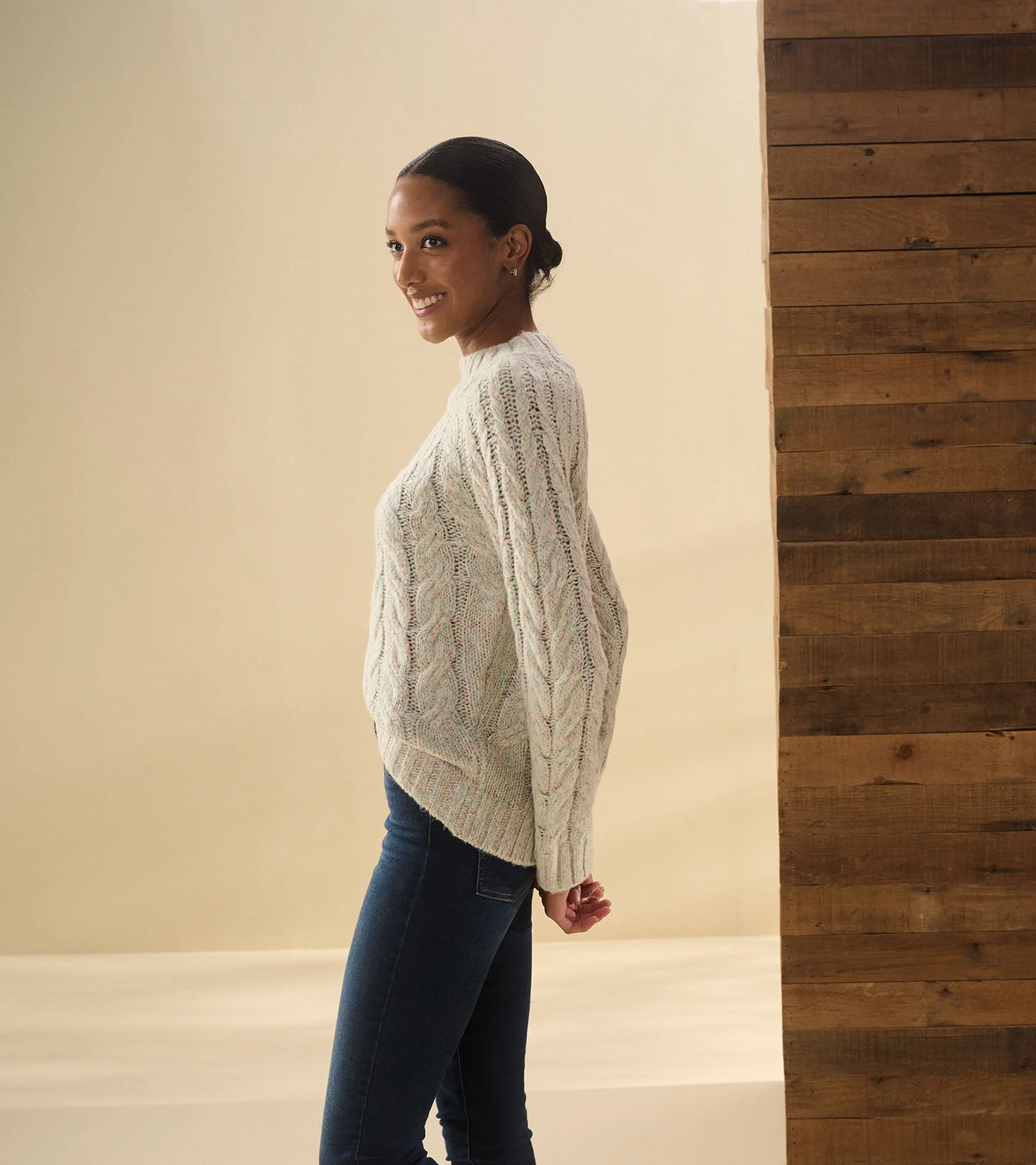Dylan Cable Knit Sweater - Clear Rainbow - Image 5