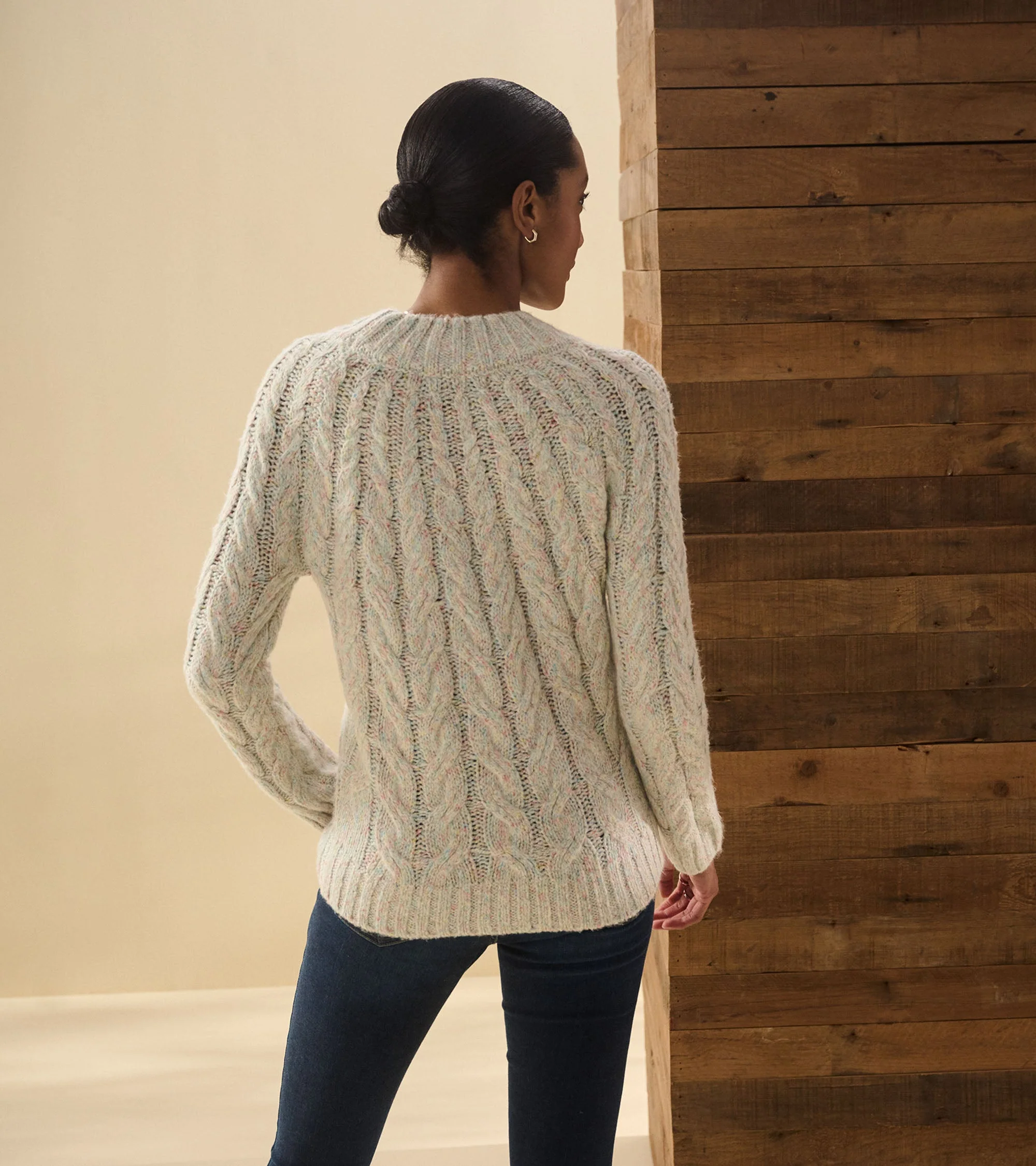 Dylan Cable Knit Sweater - Clear Rainbow - Image 6
