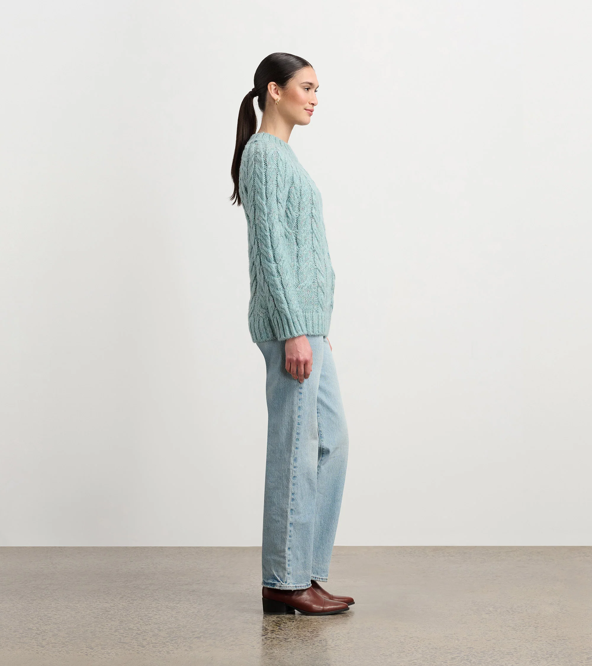 Dylan Cable Knit Sweater - Light Turquoise - Image 4