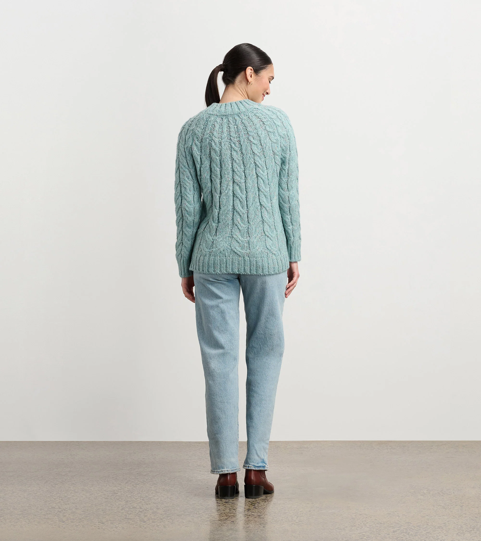 Dylan Cable Knit Sweater - Light Turquoise - Image 5