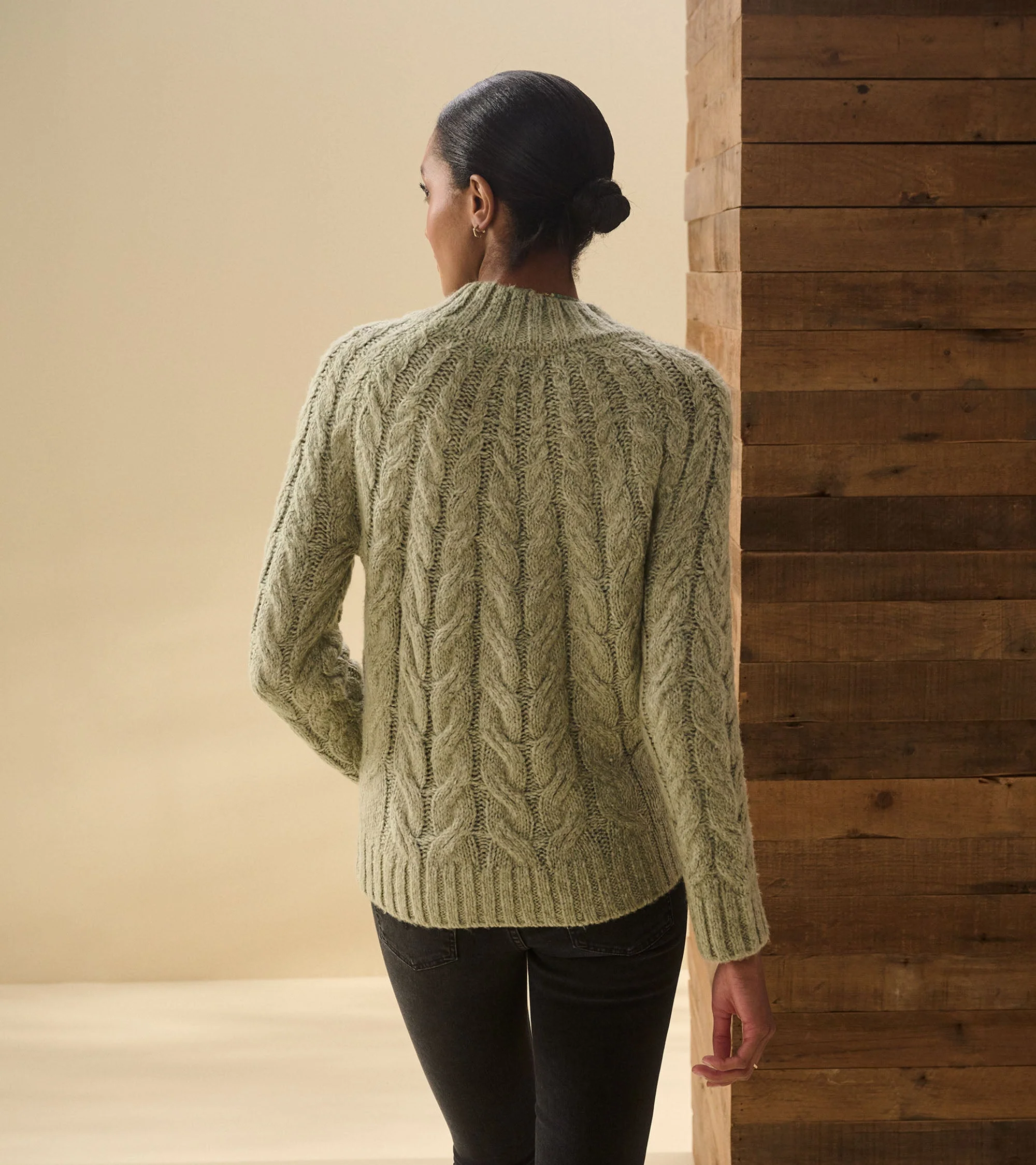 Dylan Cable Knit Sweater - Moss Green - Image 5