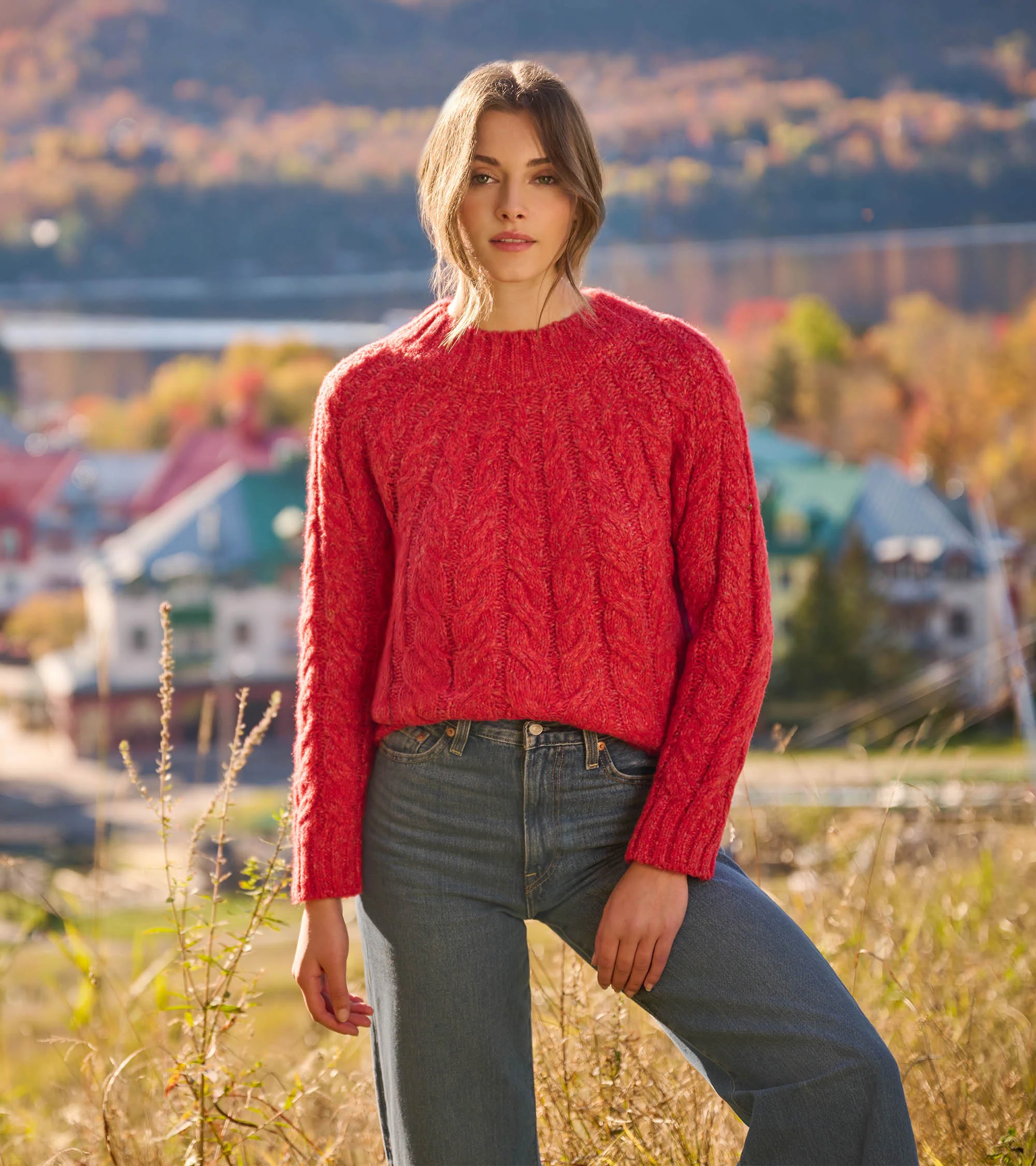 Dylan Cable Knit Sweater - Red - Image 3