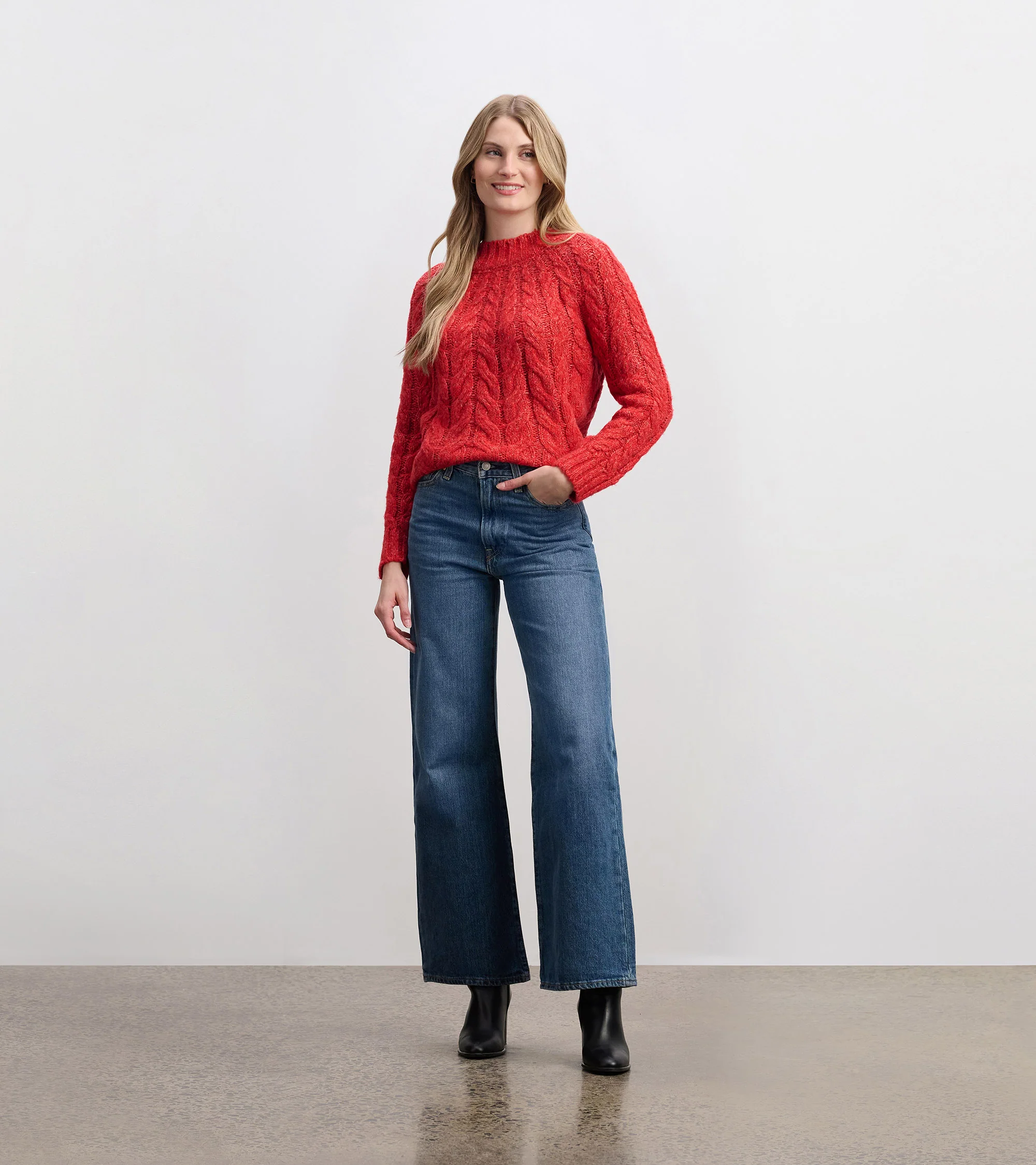 Dylan Cable Knit Sweater - Red - Image 4