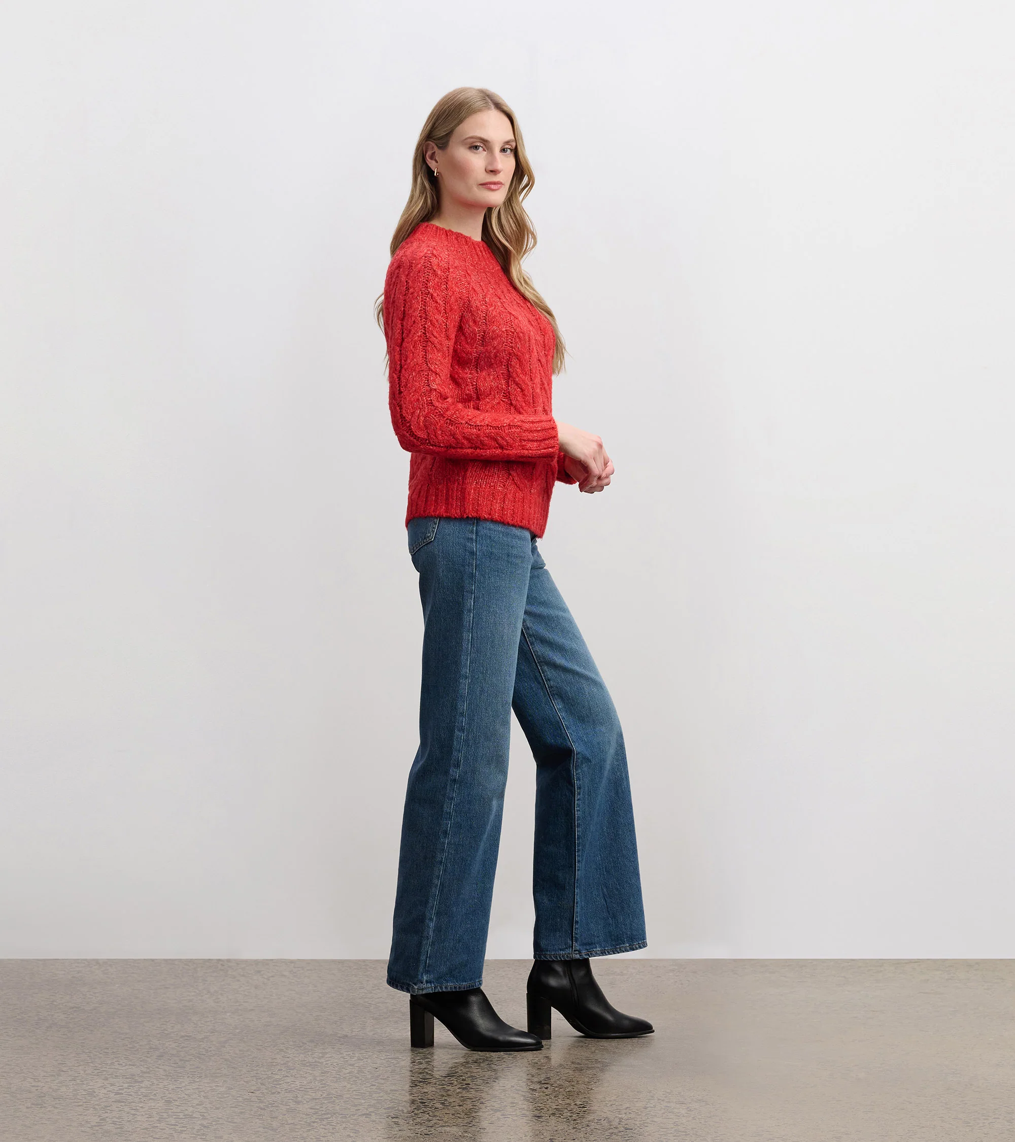 Dylan Cable Knit Sweater - Red - Image 5