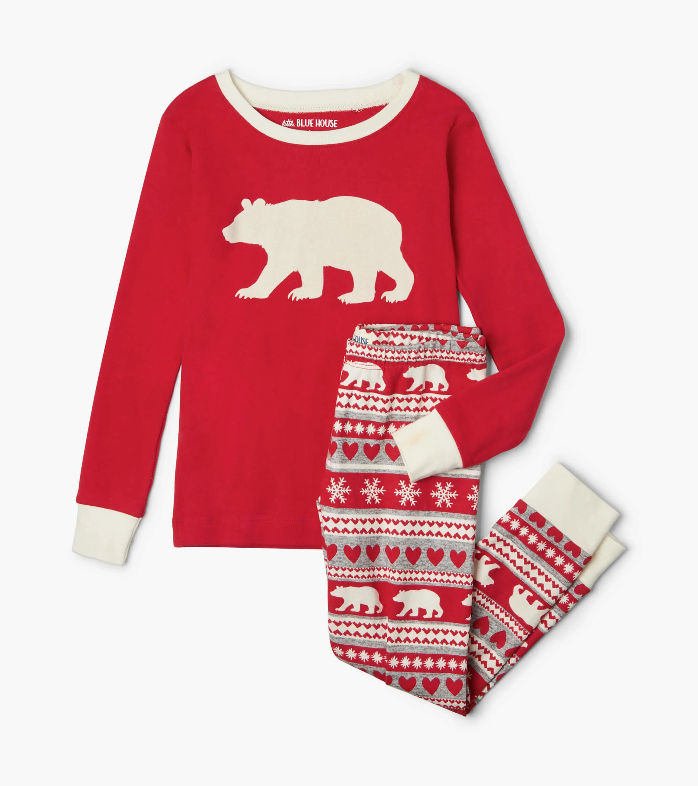 Fair Isle Bear Kids Appliqué Pajama Set - Image 2