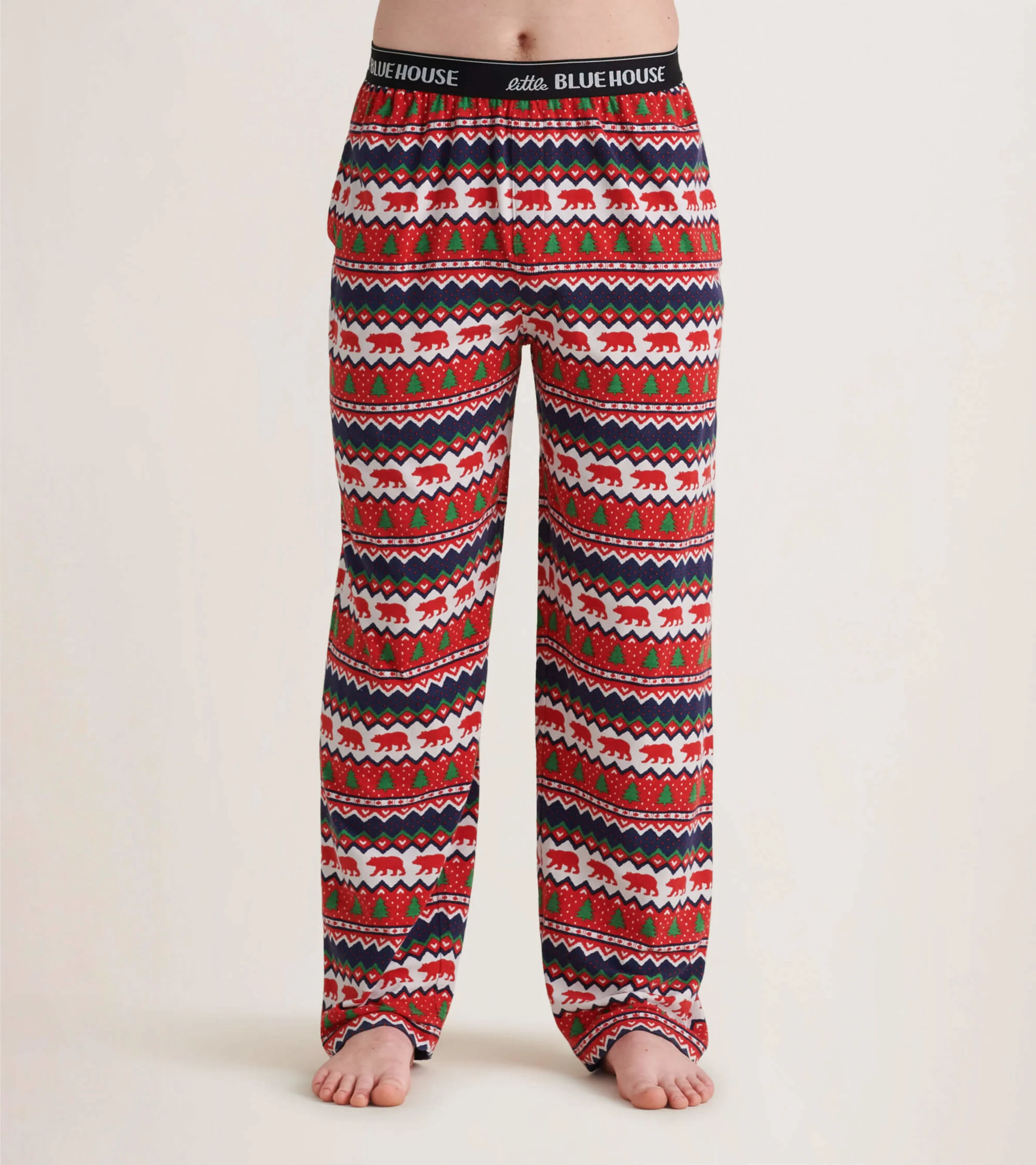 Men's Fair Isle Bear Stretch Cotton Pajama Pants