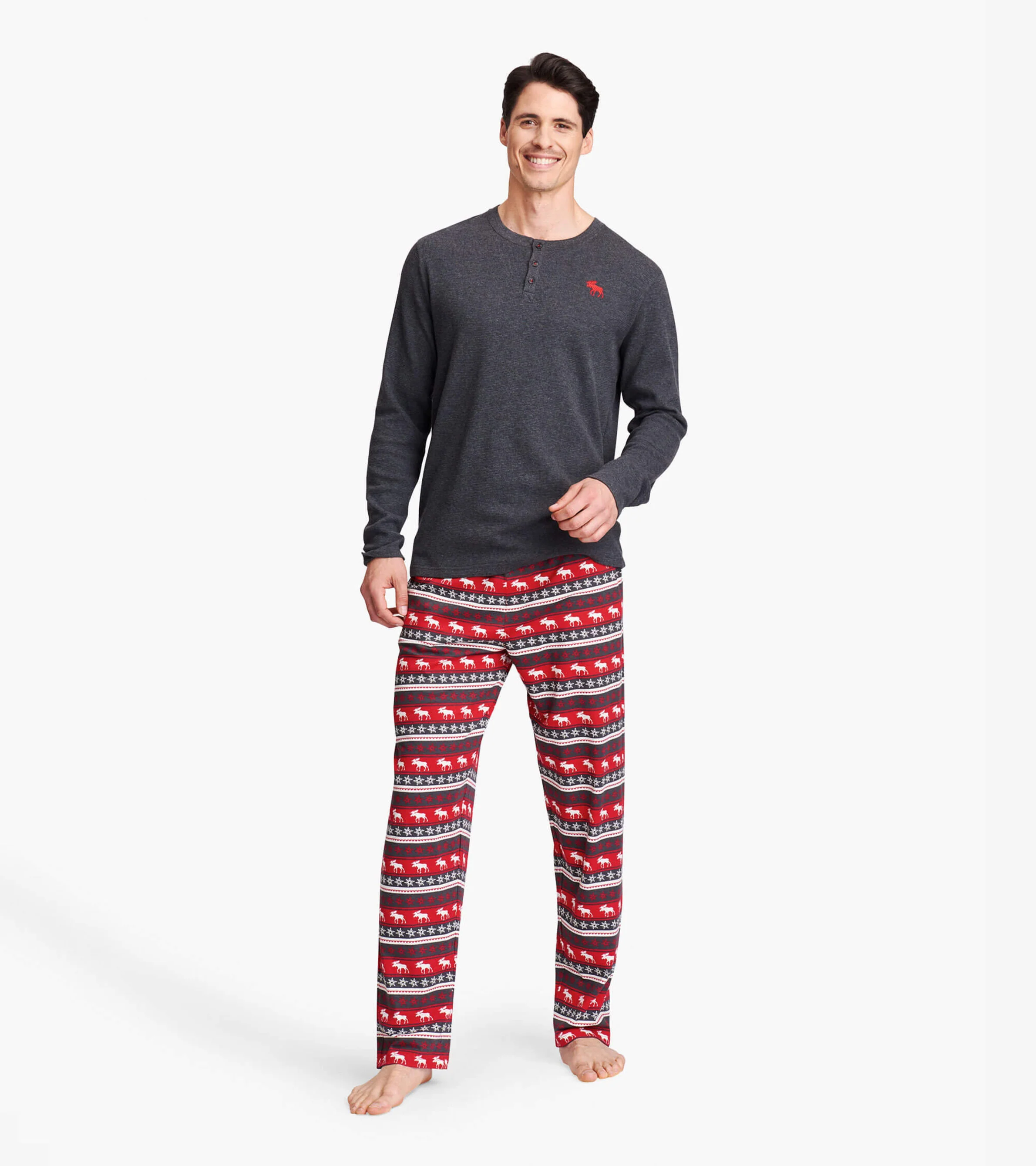 Fair Isle Moose Men's Stretch Cotton Pajama Pants - Image 2