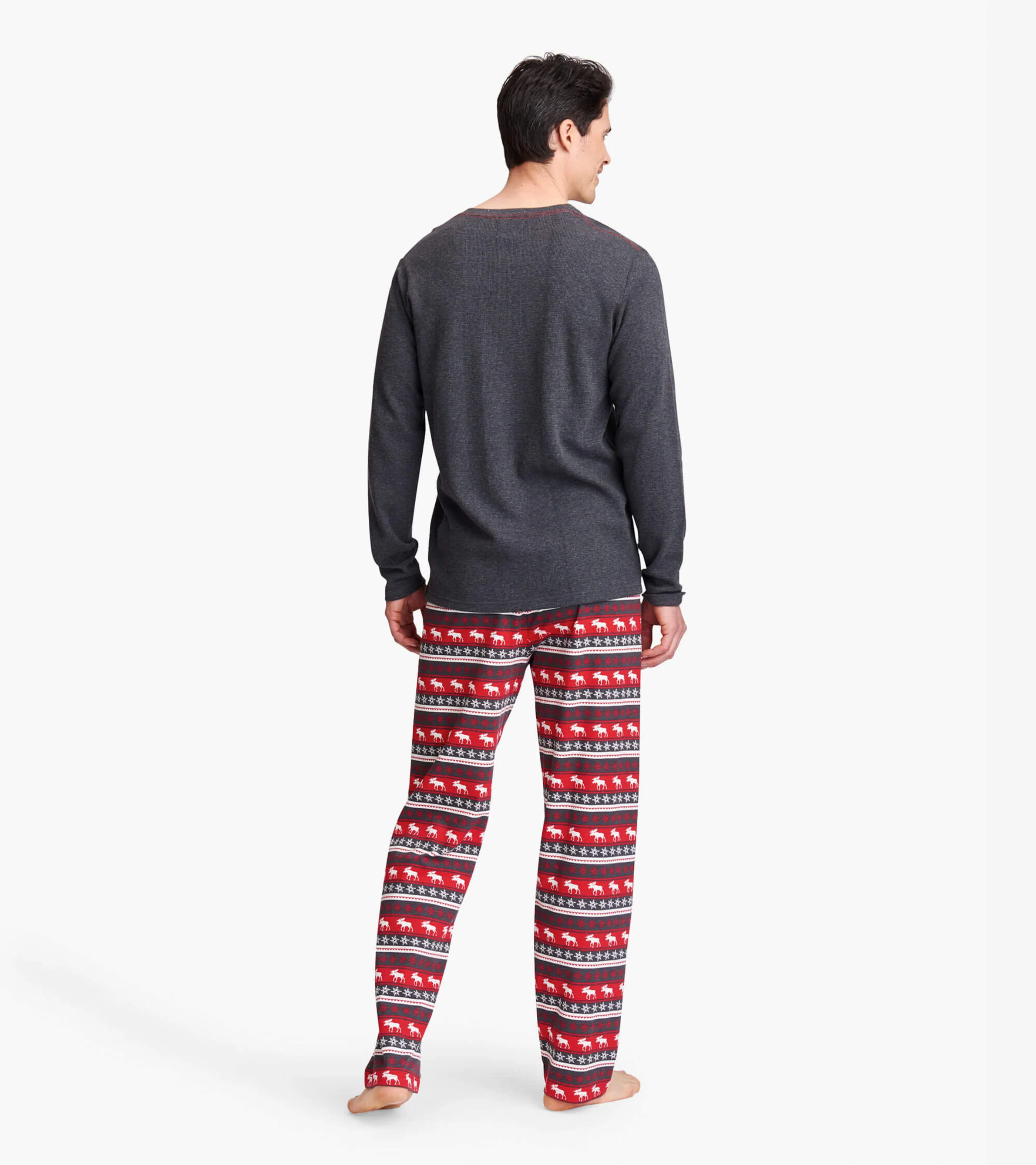 Fair Isle Moose Men's Stretch Cotton Pajama Pants - Image 3