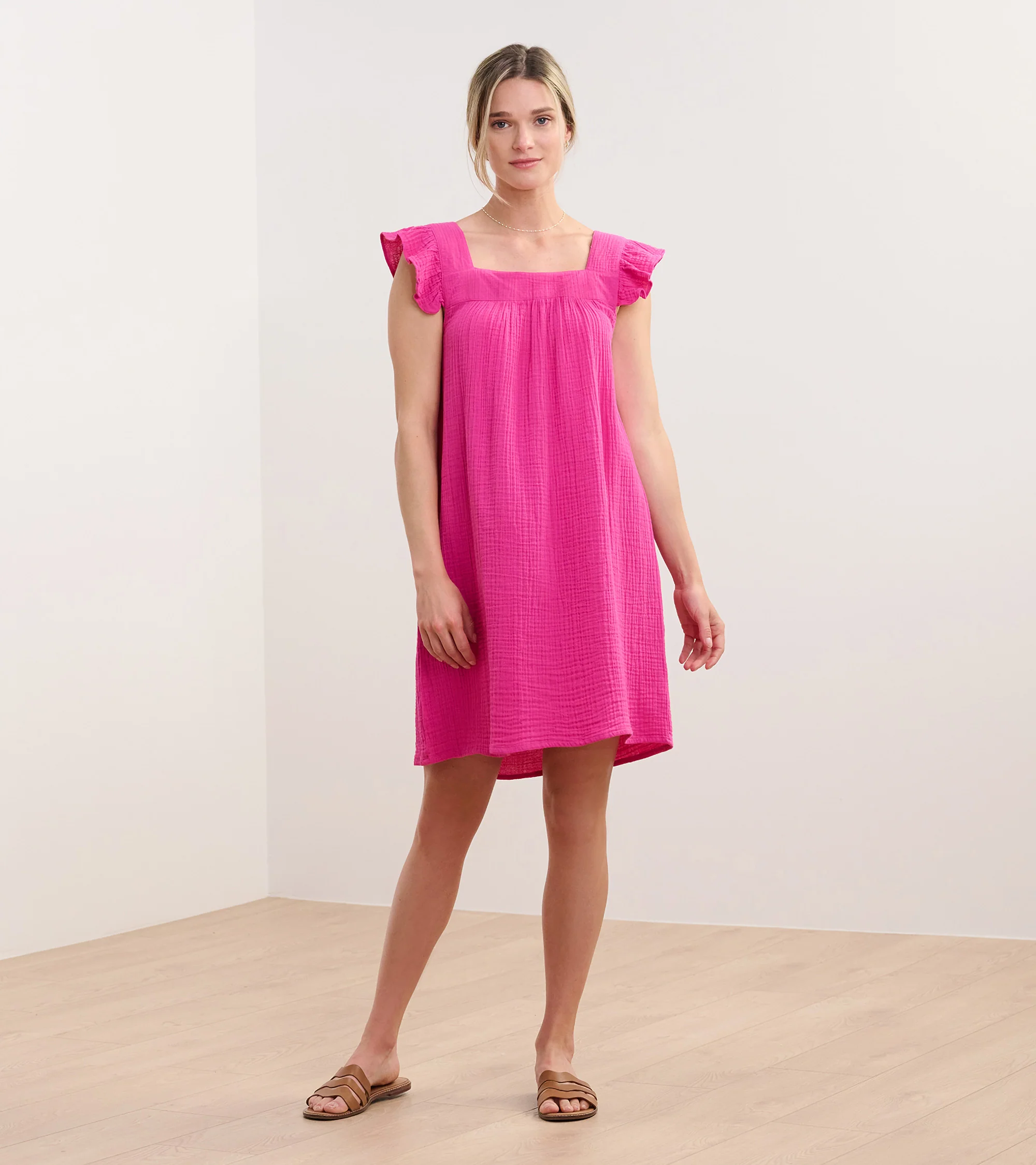 Flutter Sleeve Dress - Fuchsia - Image 4
