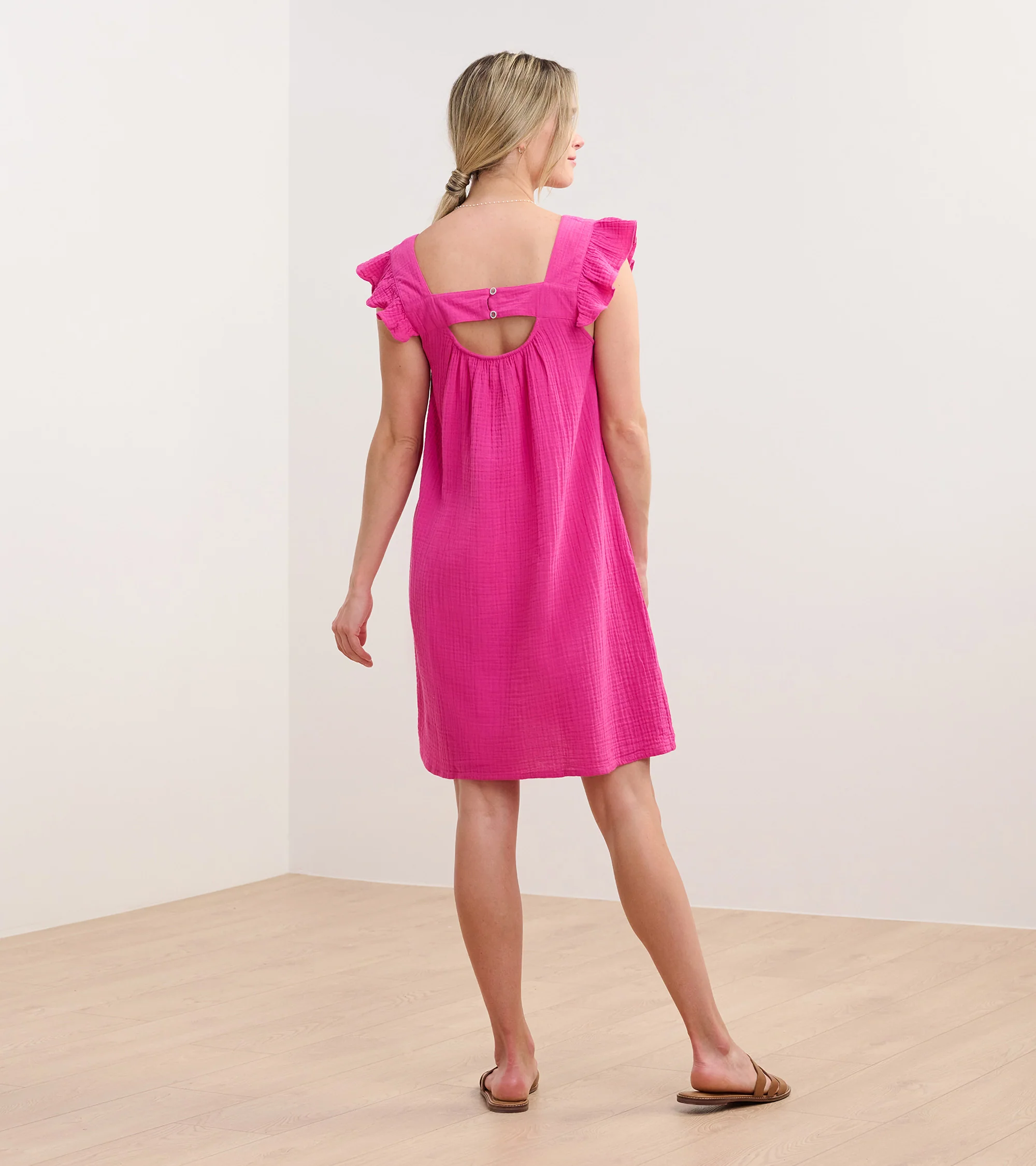 Flutter Sleeve Dress - Fuchsia - Image 5