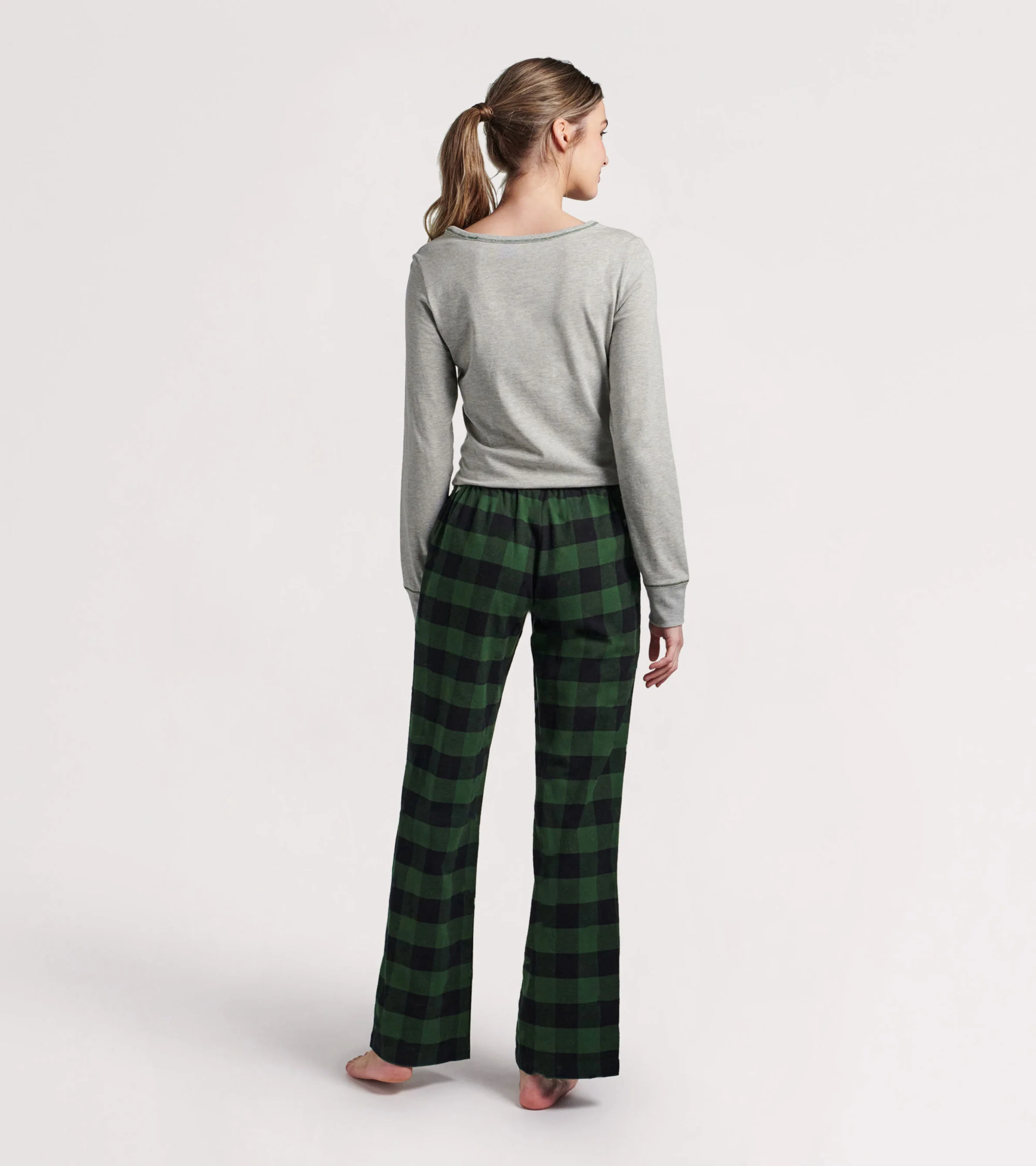 Forest Green Plaid Bear Women's Stretch Jersey Top - Image 3