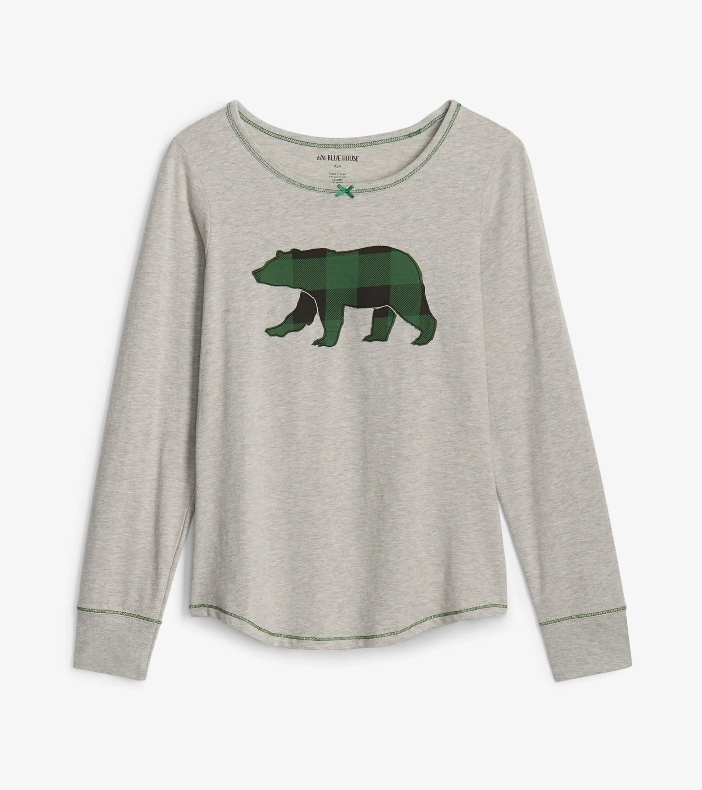 Forest Green Plaid Bear Women's Stretch Jersey Top - Image 4