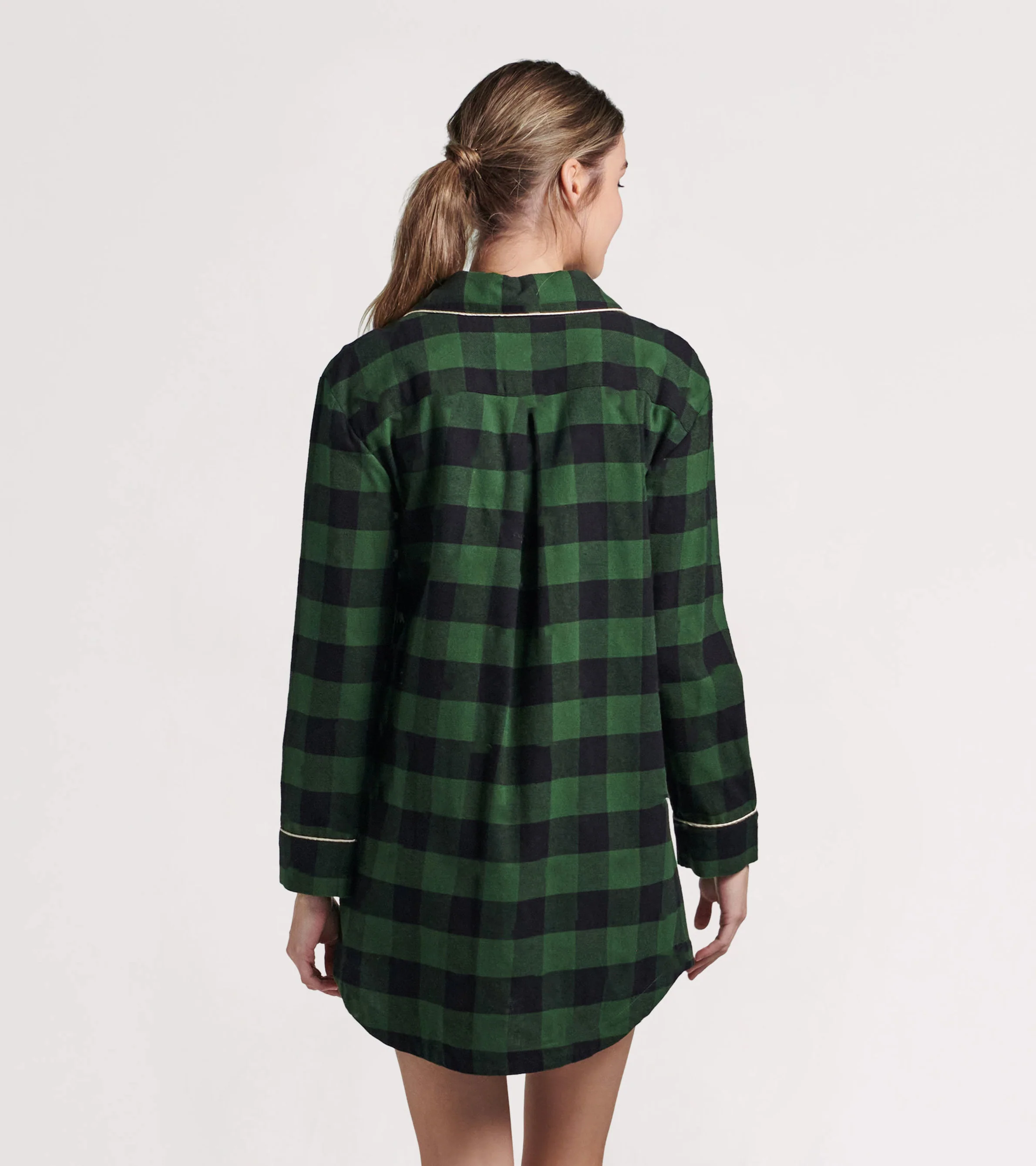Forest Green Plaid Women's Flannel Nightdress - Image 3
