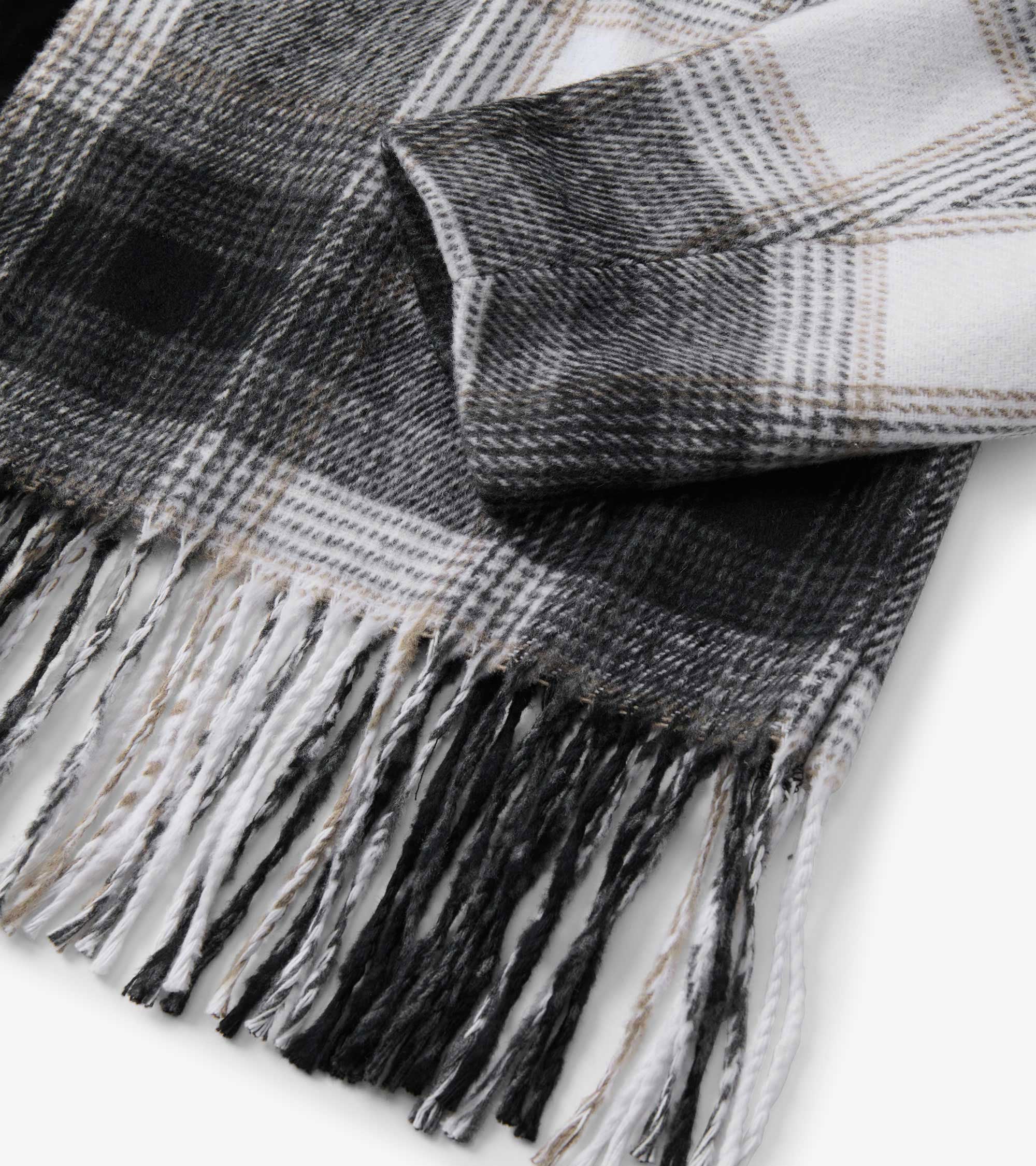 Fringe Jacket - Black and Taupe Plaid - Image 7