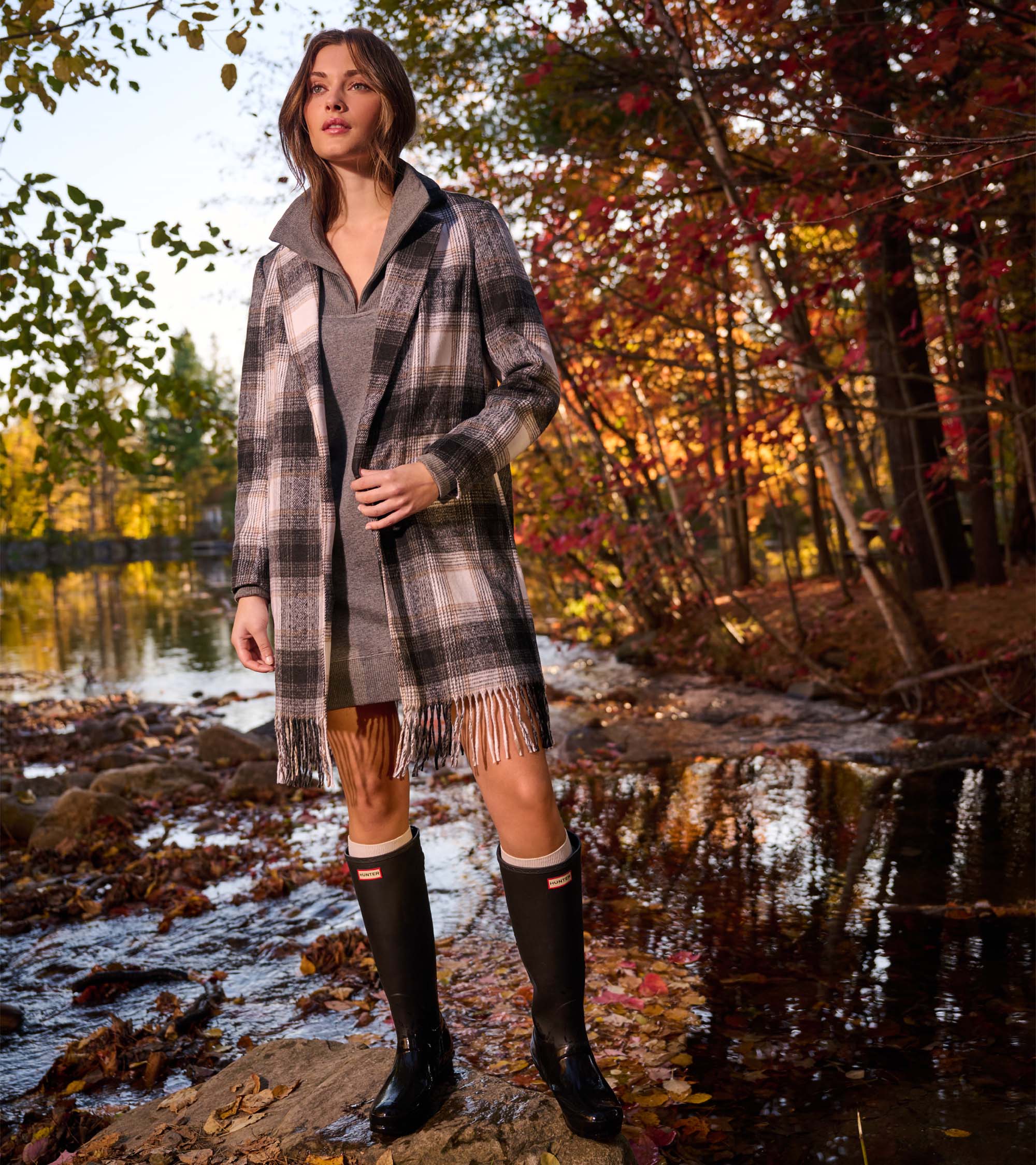 Fringe Jacket - Black and Taupe Plaid - Image 8
