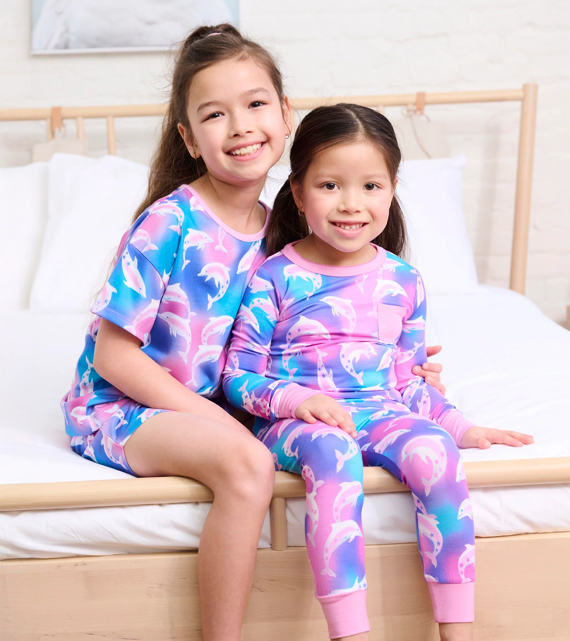 Girls Airbrush Dolphins Tee and Shorts Pajama Set - Image 5