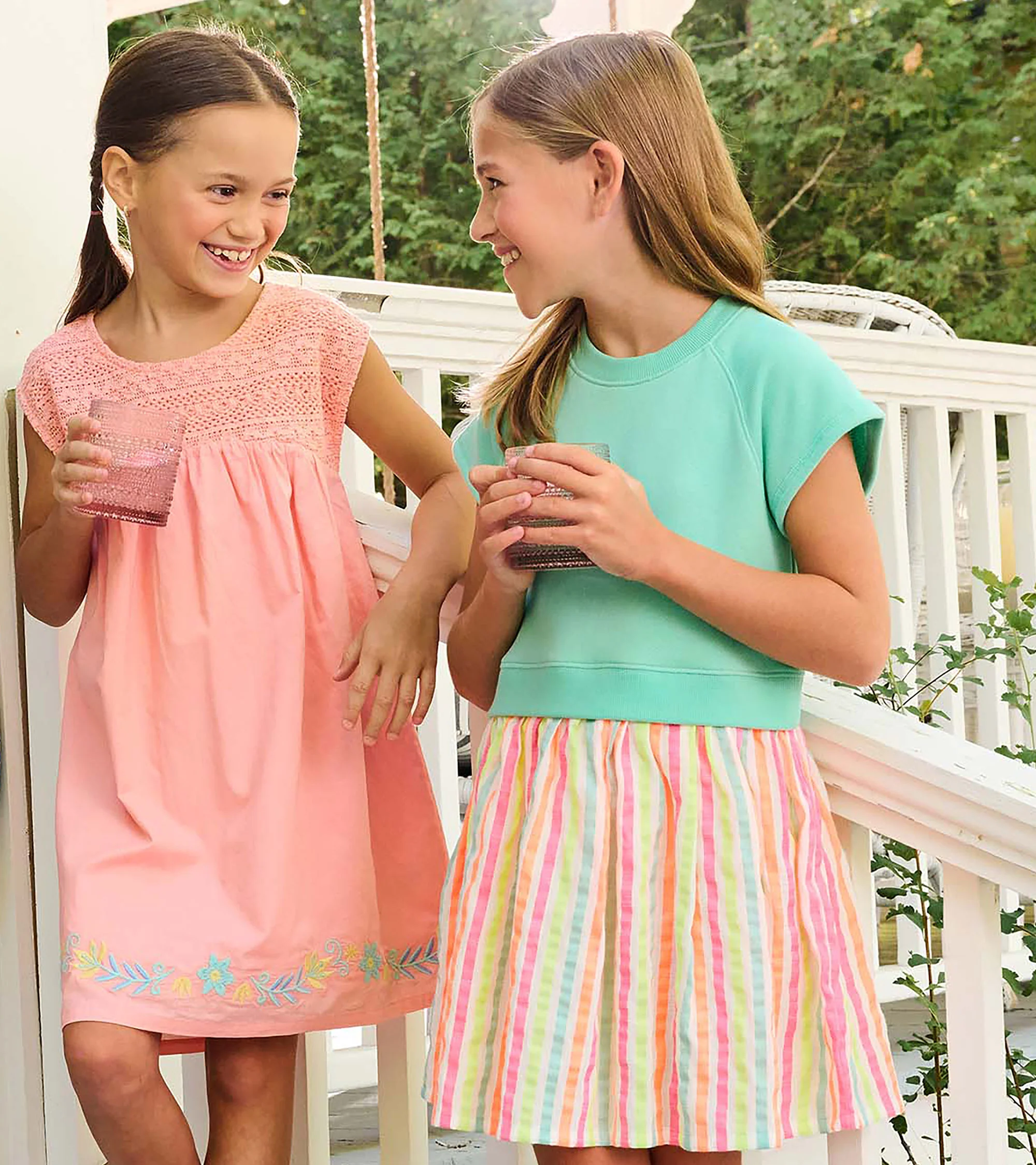 Girls Apricot Blush Crochet Bodice Dress