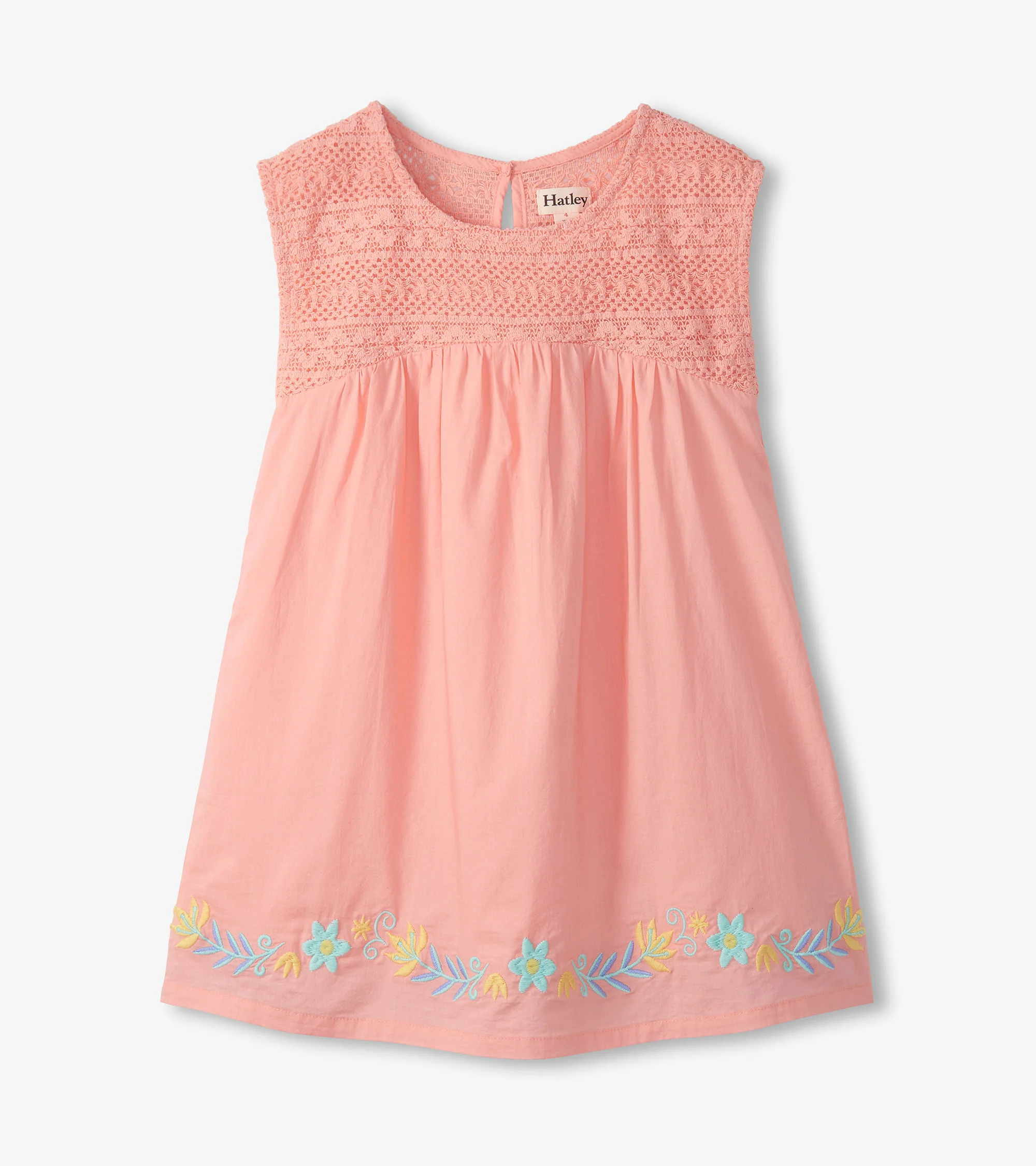 Girls Apricot Blush Crochet Bodice Dress - Image 2
