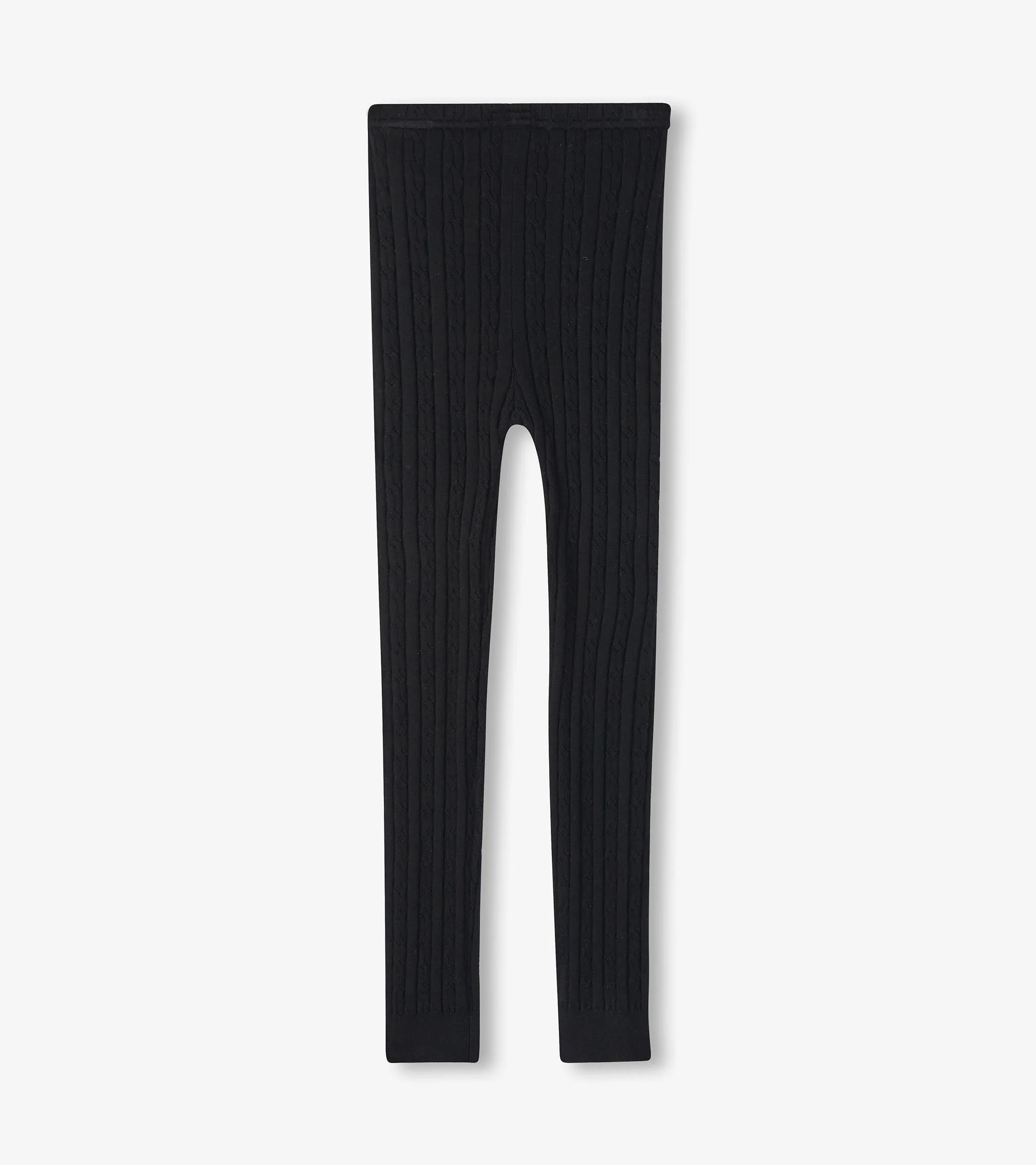 Girls Black Cable Knit Leggings - Image 3